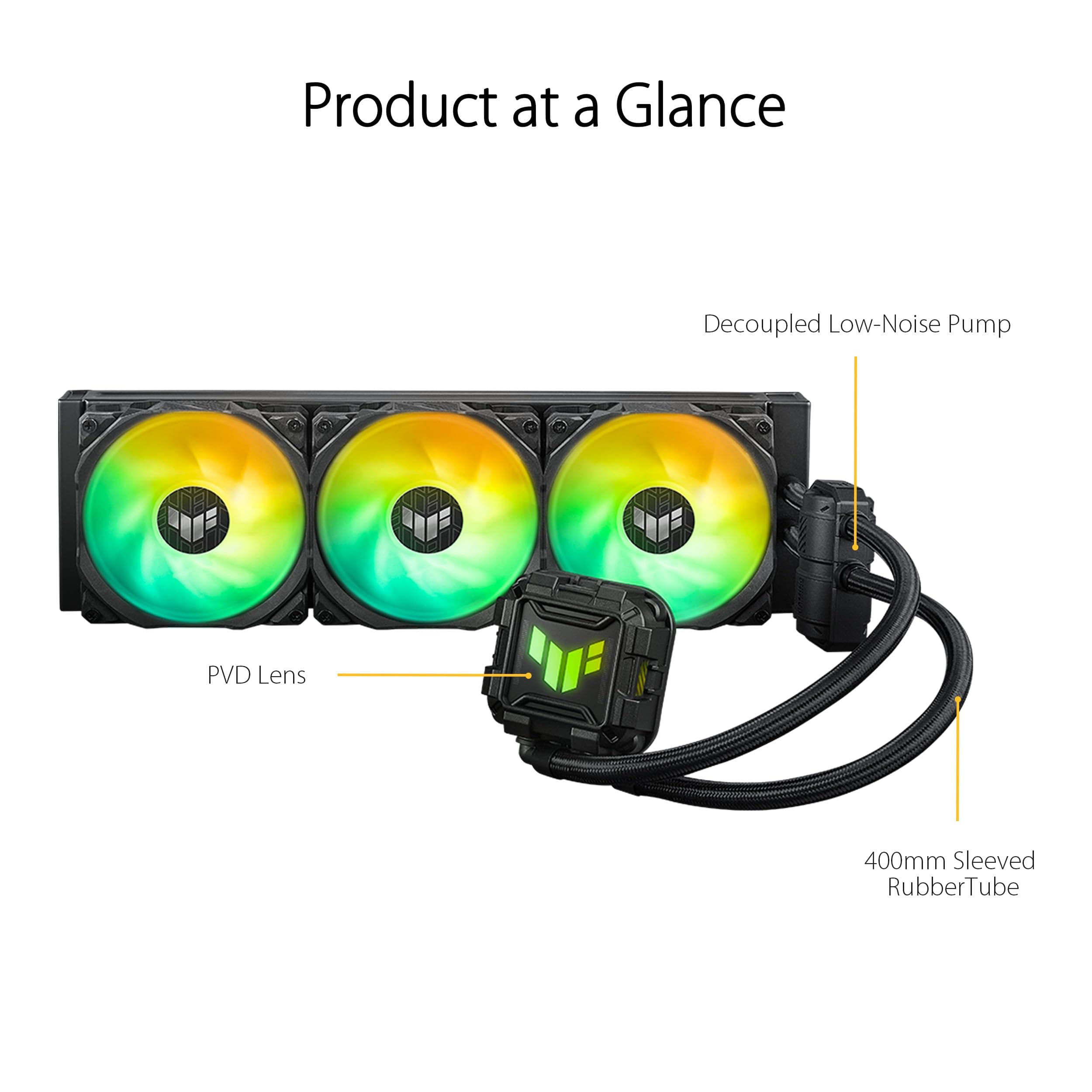 ASUS TUF Gaming LC II 360 ARGB All-in-One-Flüssig-CPU-Kühler (Aura Sync Beleuchtung, 3X TUF Gaming 120mm ARGB-Radiatorlüfter, schwarz) Bild 3