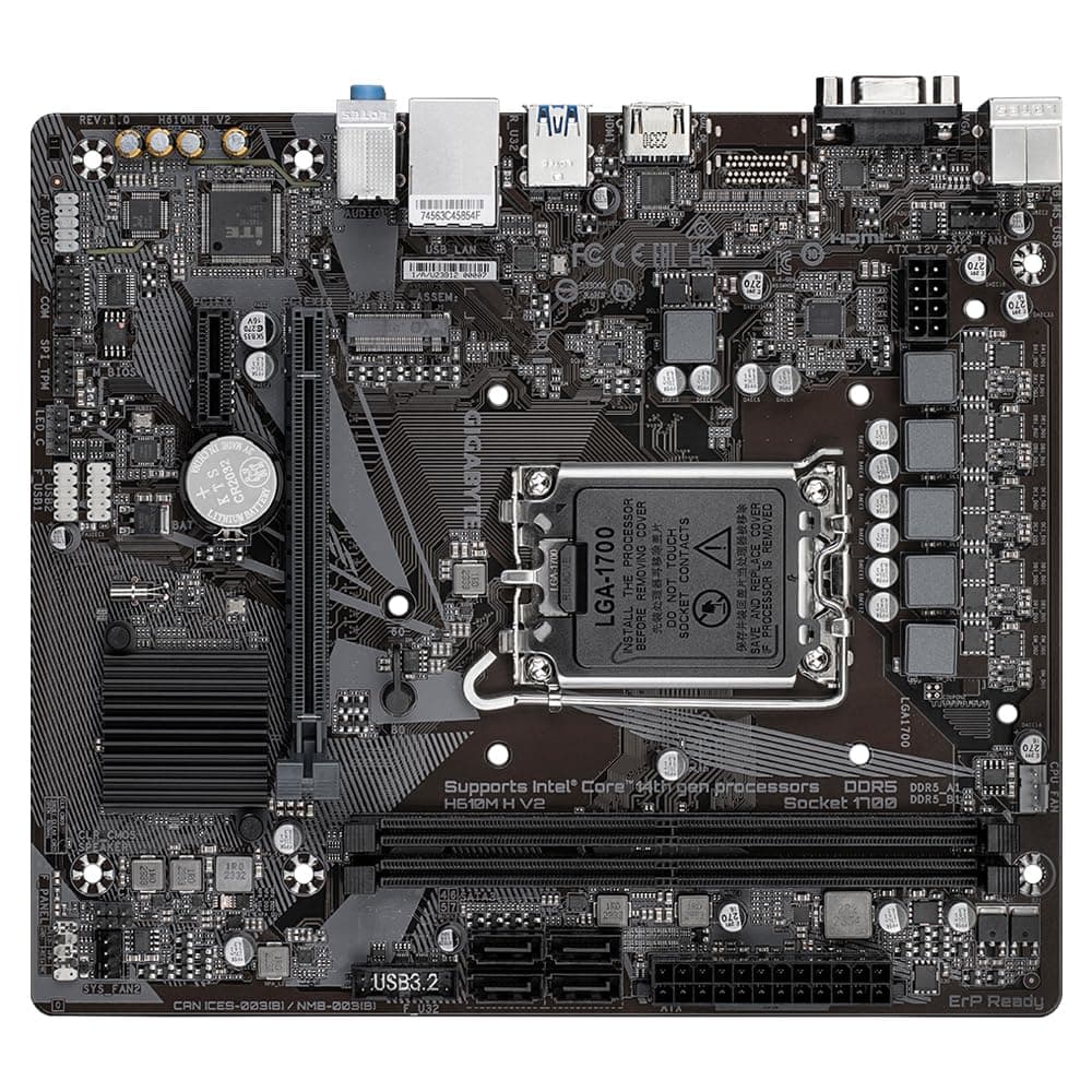 GIGABYTE H610M H V2 Mainboard - Unterstützt Intel Core Prozessoren 14th CPUs, 4+1+1 Hybrid Digital VRM, up to 5600MHz DDR5, 1xPCIe 3.0 M.2, GbE LAN, USB 3.2 Gen 1 Bild 7