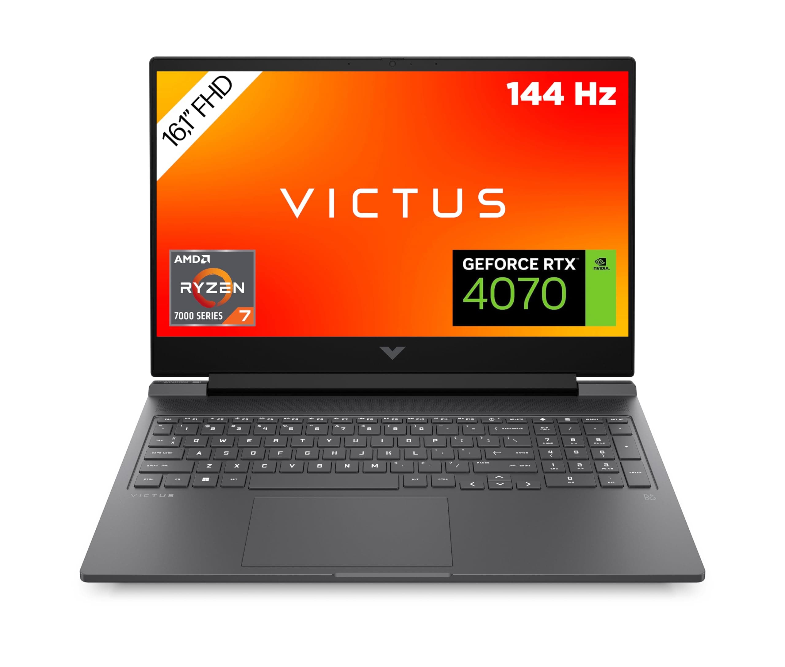 HP Victus Gaming Laptop, 16,1" FHD 144Hz Display, AMD Ryzen 7-7840HS, 16GB DDR5 RAM, 1TB SSD, NVIDIA GeForce RTX 4070, QWERTZ, Windows 11, Mica Silver AMD Ryzen 7-7840HS NVIDIA GeForce RTX 4070