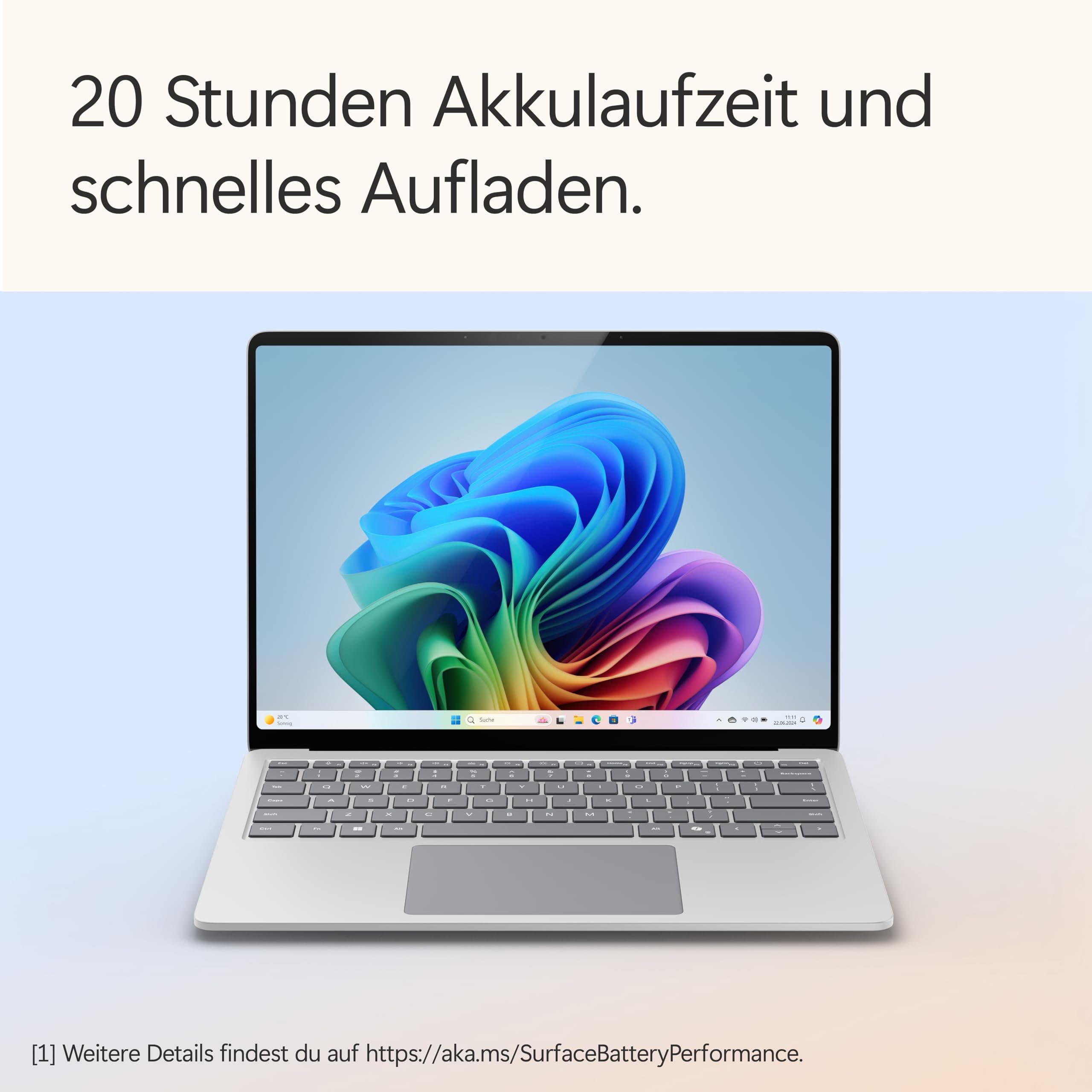 Microsoft Surface Laptop | Copilot+ PC | 15” Touchscreen | Snapdragon® X Elite (12 Kerne) | 16GB RAM | 512GB SSD | neuestes Modell, 7. Edition | Platin 16GB RAM | 512GB Speicher Platin mit 65W Netzteil Bild 4