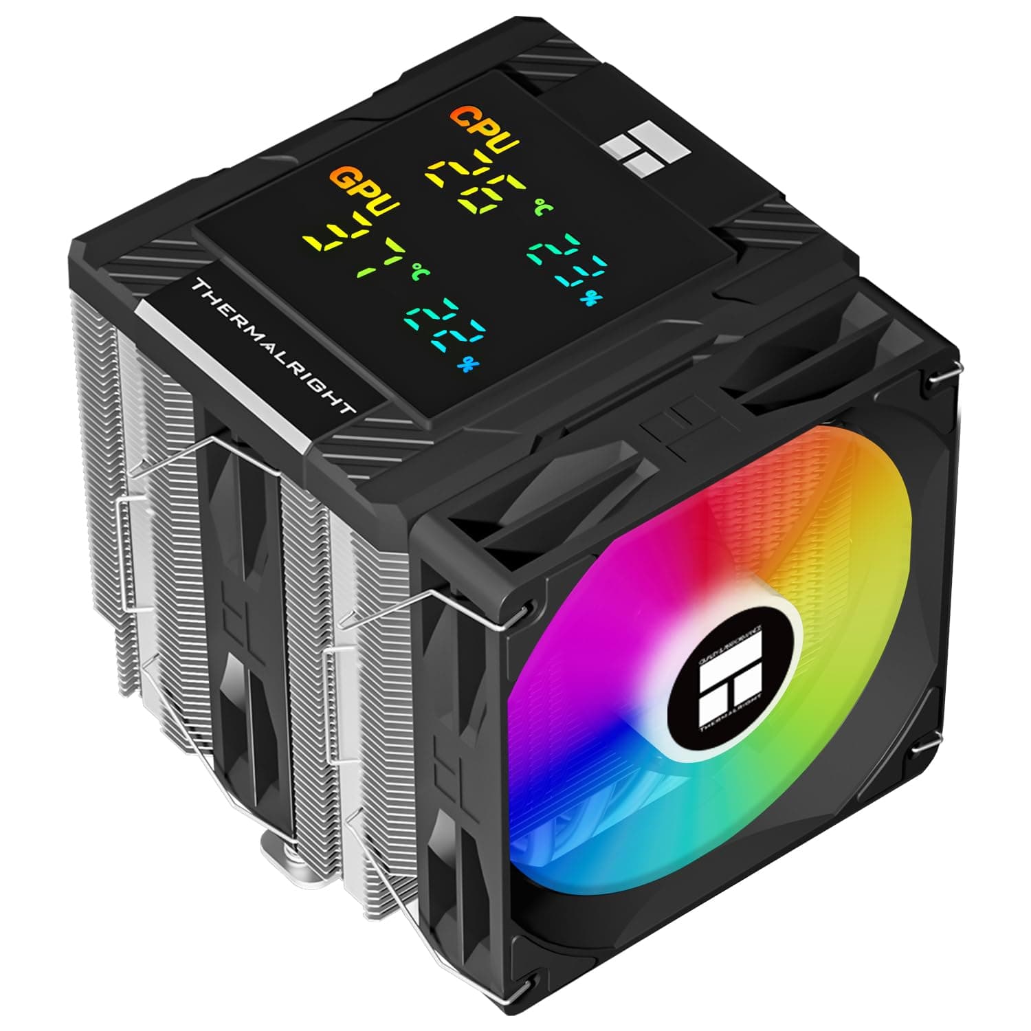 Thermalright TR Peerless Assassin 120 Digital ARGB Black CPU-Luftkühler, Digitale Bildschirmabdeckung, 6 Heatpipes, 162mm Höhe, für AM4/AM5, Intel LGA1700/1851/115X/1200, PC-Kühler Schwarz Bild 2