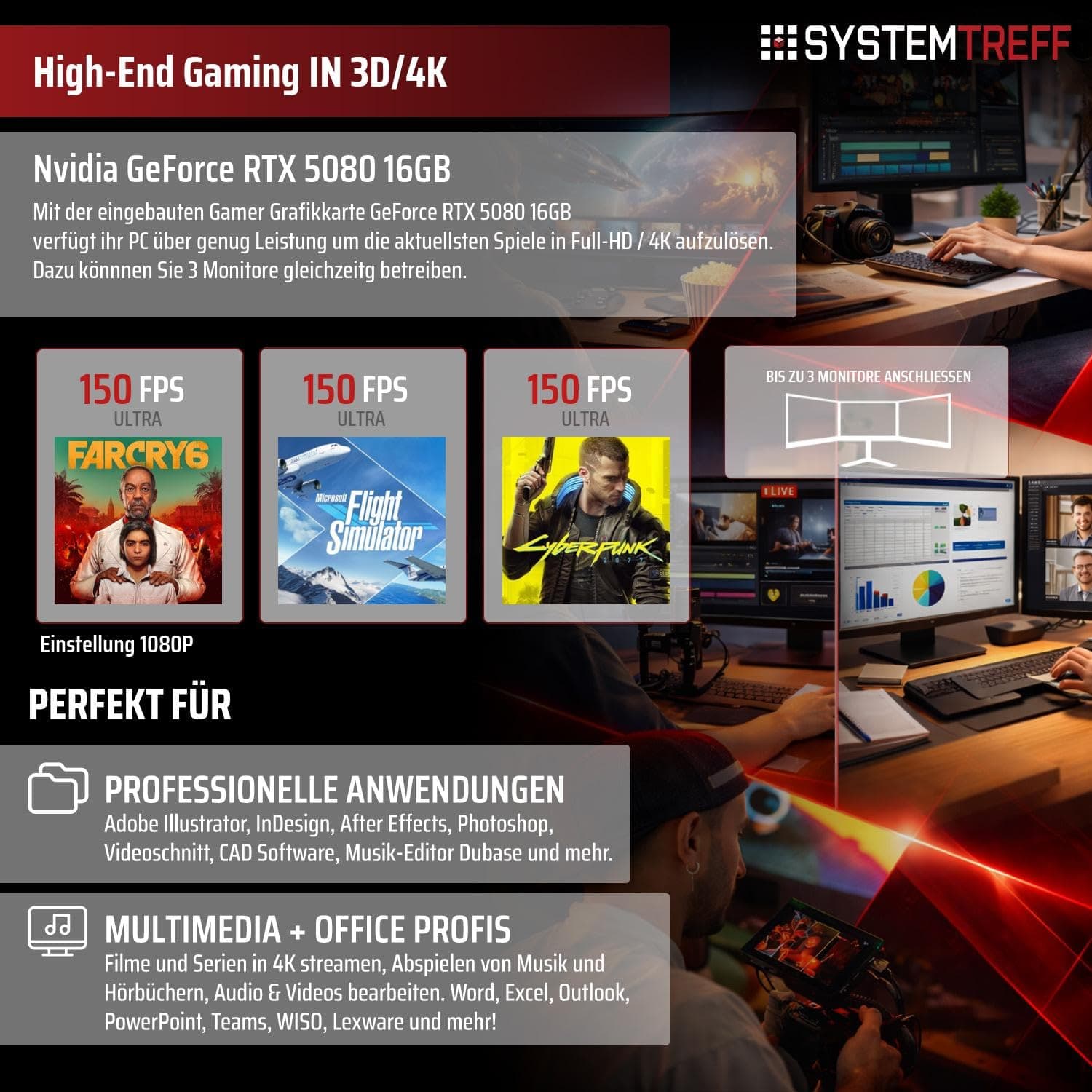 SYSTEMTREFF High-End Gaming PC Intel Core i9-14900KF 8x6GHz | Nvidia RTX 5080 16GB DX12 | 2TB M.2 NVMe | 32GB DDR5 RAM | Windows 11 | Desktop Computer Rechner für Gamer, Zocker & Streamer Bild 5