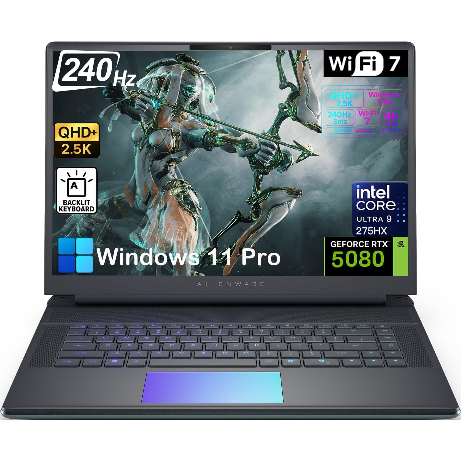 Alienware 16 Area 51 Gaming Laptop - NVIDIA RTX 5080 16GB GDDR7 • Intel Ultra 9 275HX CPU • 16 Zoll QHD+ 240Hz 500 nit Display • WiFi 7 • Win 11 Pro & Office Lizenz • AlienFX RGB KB (64GB DDR5 | 1 TB 64 GB DDR5 RAM | 1 TB SSD