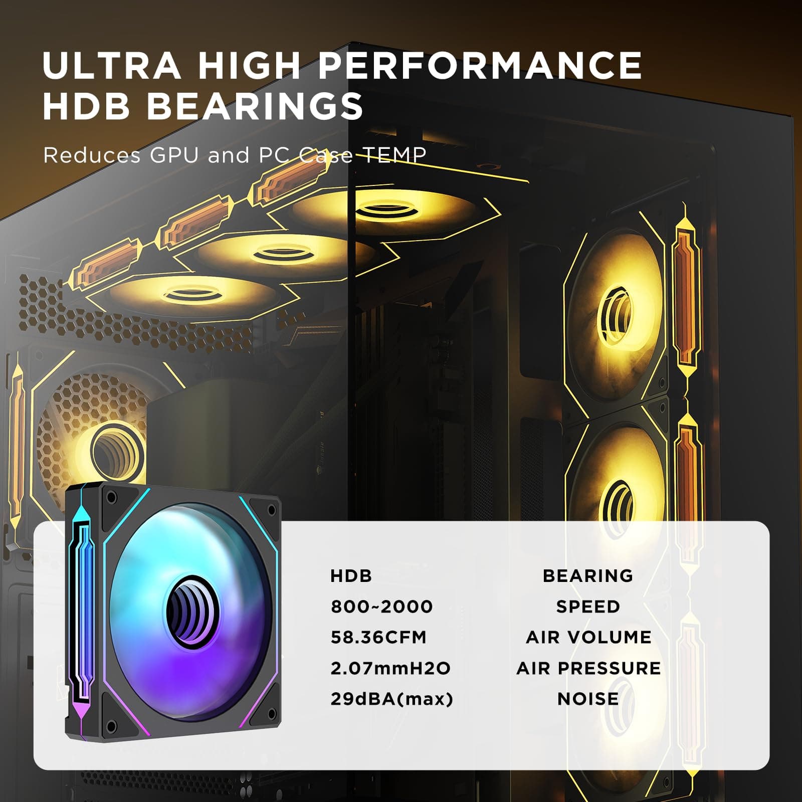 TZMRIT Prism 4 Pro RGB Lüfter 120mm Schwarz,5V 3PIN Motherboard Synchronisierbarer 4PIN Spiegel PWM ARGB PC Gehäuse Lüfter (Black1-X3) Black Forward-3PCS Bild 5