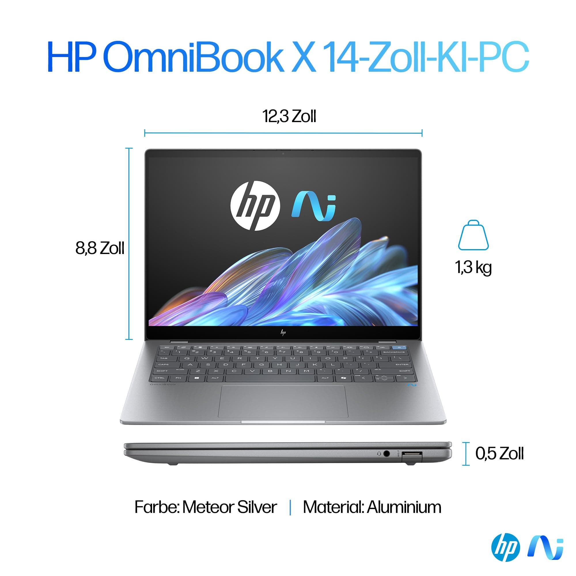 HP OmniBook X Next Gen AI Laptop | Qualcomm Snapdragon X Elite X1E-78-100 (12C) mit dedizierte NPU für KI | 45 NPU Tops | Copilot+ PC | 14" 2,2K Touchscreen | 16 GB RAM | 1TB SSD | Win11 | Silber QC Snapdragon X1E-78-100 Bild 5