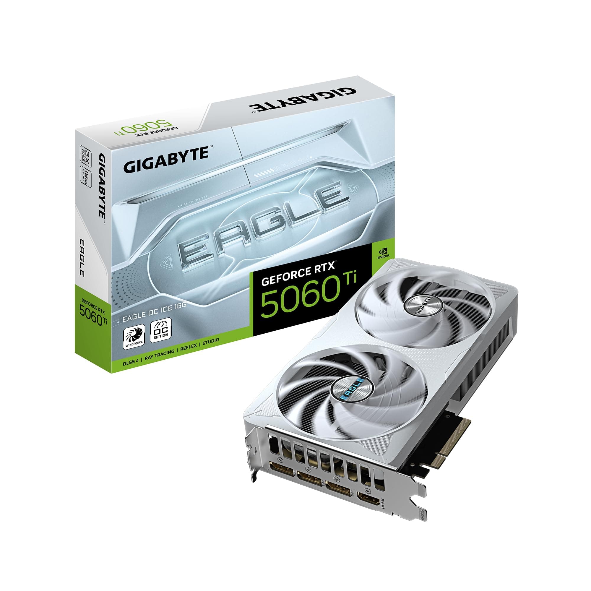Gigabyte GeForce RTX 5060 Ti Eagle OC Ice 16G Grafikkarte – 16 GB GDDR7, 128 Bit, PCI-E 5.0, 2617 MHz Kernfrequenz, 3 x DisplayPort, 1 x HDMI, GV-N506TEAGLEOC ICE-16GD Bild 2
