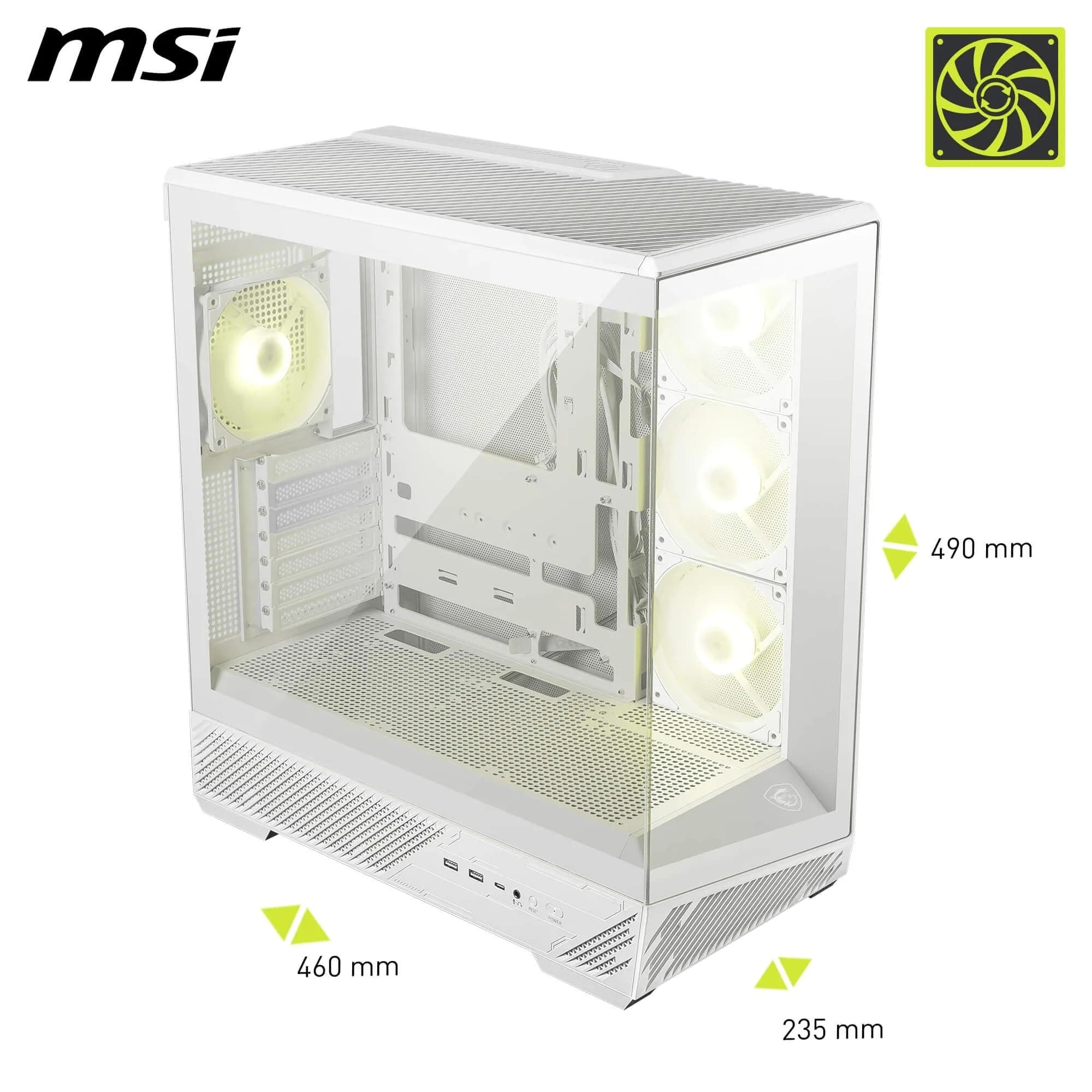 MSI MAG PANO 130R PZ Weiß - Mid-Tower-Gaming-PC-Gehäuse - Unterstützt GPUs bis zu 400 mm Länge, abnehmbare Staubfilter, USB 20Gbps (Typ-C), Back-Connect ATX & Micro-ATX Mainboard-Unterstützung Bild 3