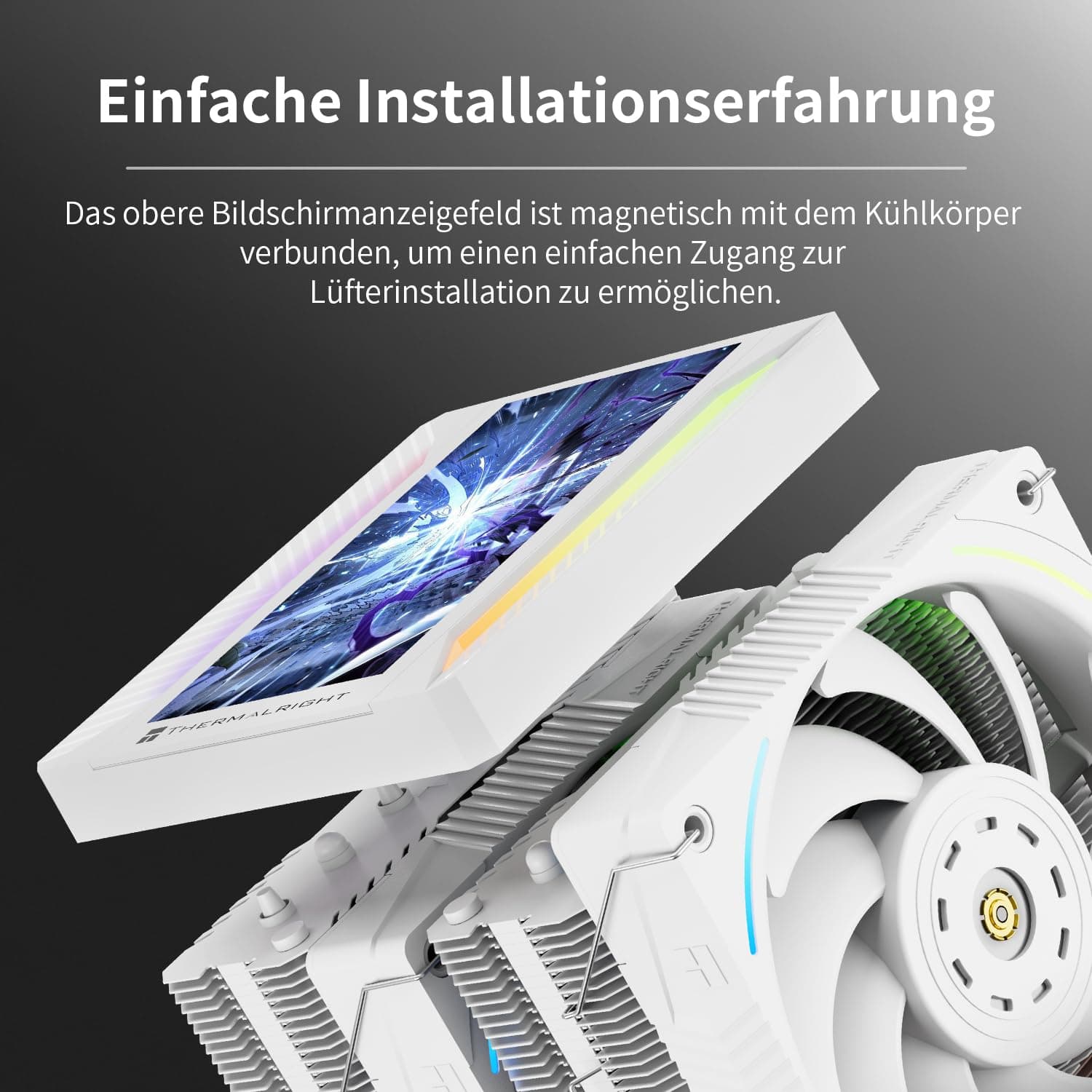 Thermalright TR Peerless Assassin 120 VISION MAX ARGB White CPU-Luftkühler, Dual-Tower Kühler 2150 U/min, 5 Zoll IPS Display (480x854 Auflösung), PC-Kühler für Intel LGA1851/1700/115x und AMD AM4/AM5 Weiß-PA120 VISION MAX ARGB WHITE Bild 5