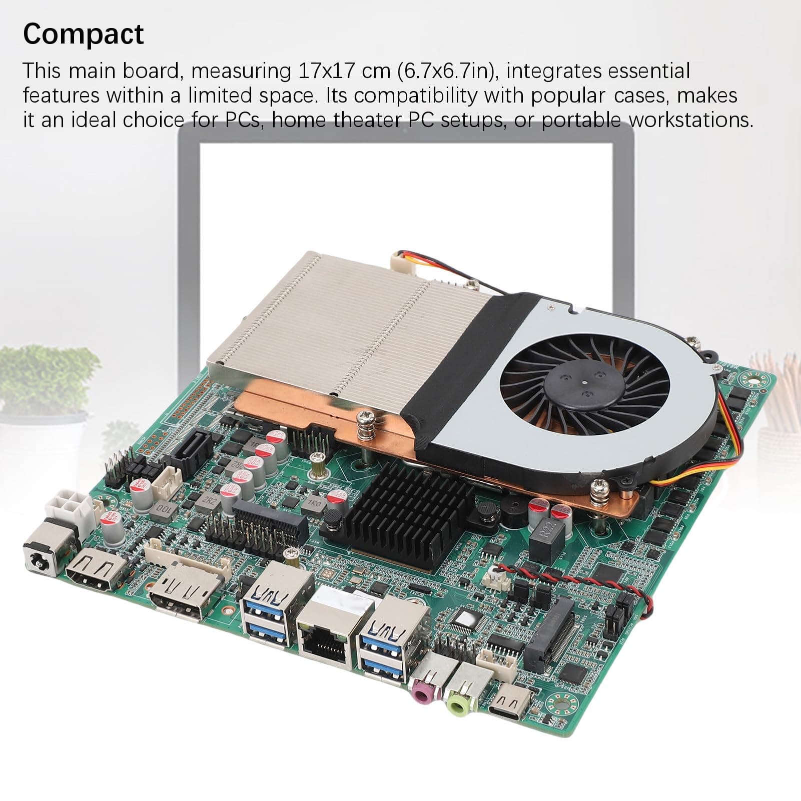 Elprico ITX-Motherboard, LGA1700-Industrie-Mainboard mit Zwei DDR4-Steckplätzen, Integrierter Kupferkühler für Small-Form-Factor-Builds Bild 7