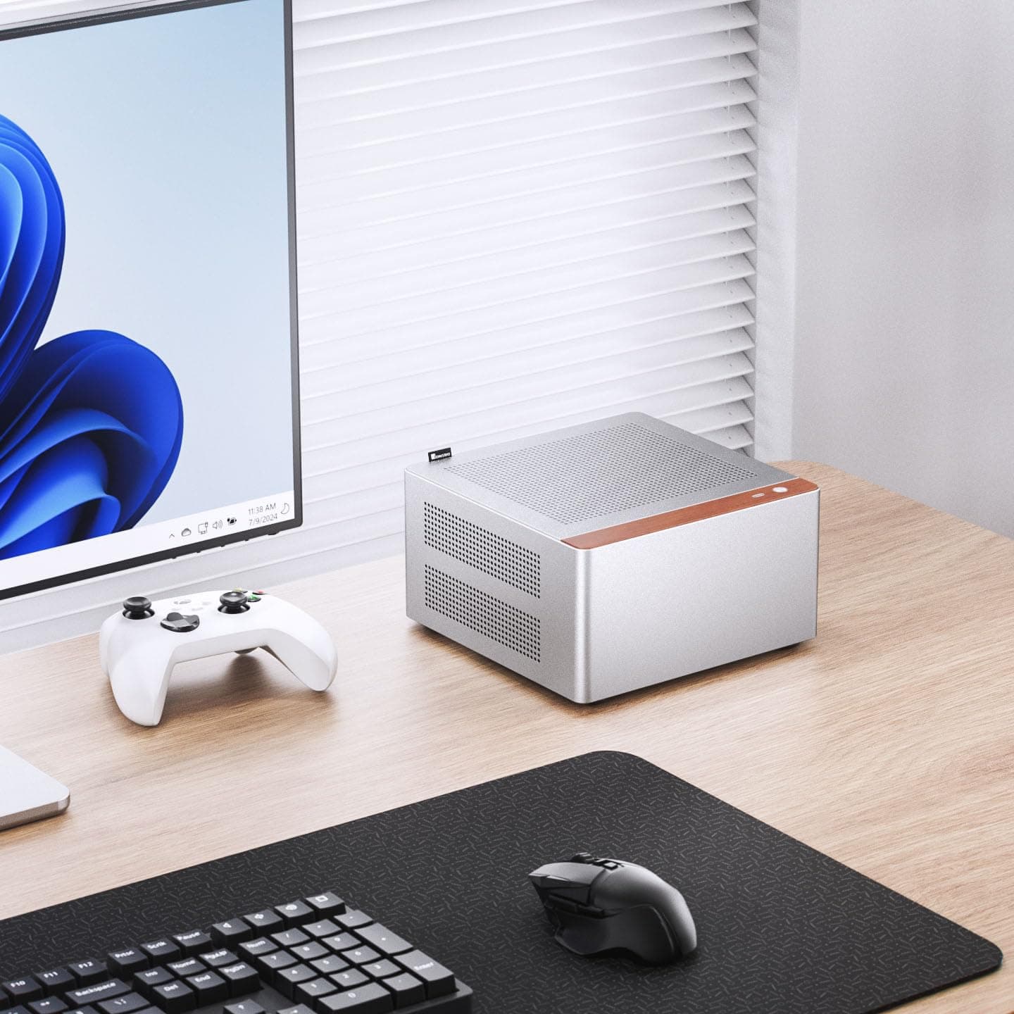 Jonsbo NV10 PC-Gehäuse Silber | Mini-ITX Case aus Aluminium & Stahl, kompaktes ITX-Gehäuse mit USB-C, Low-Profile GPU Support Bild 3