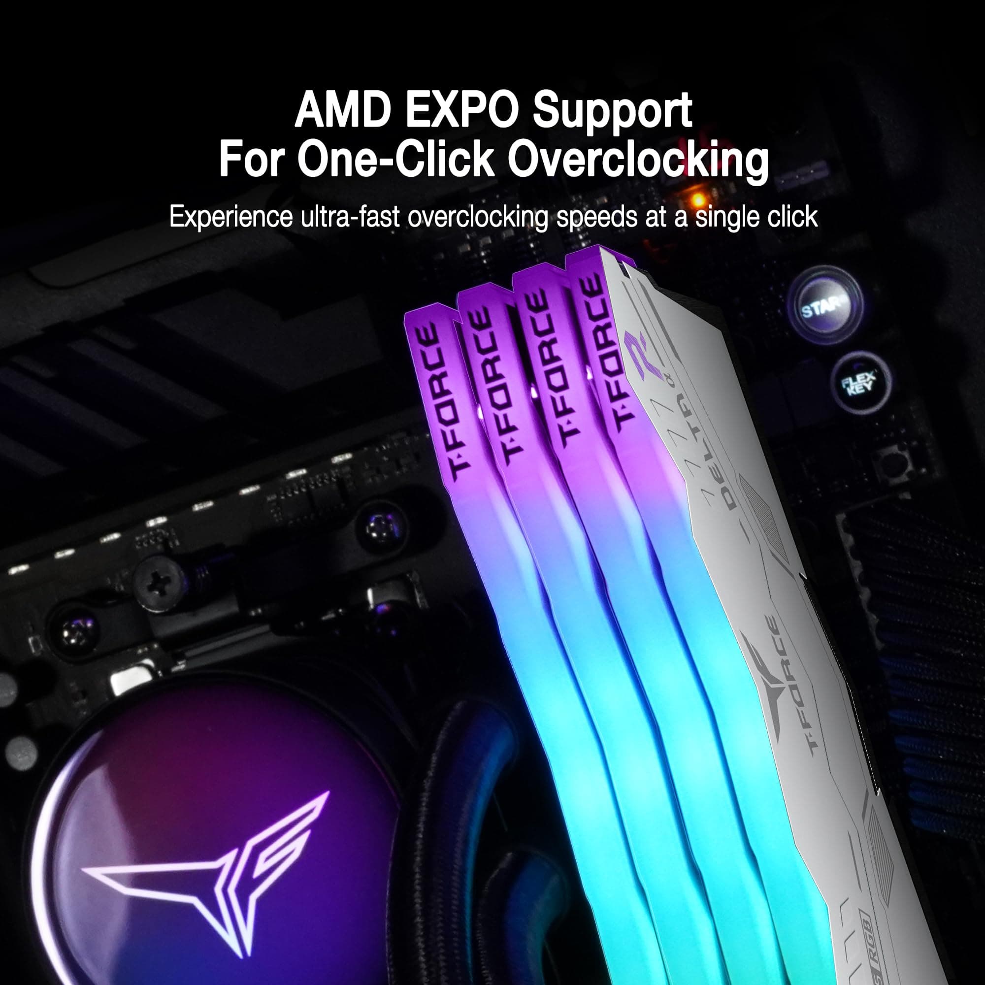TEAMGROUP T-Force Delta Alpha RGB DDR5 Ram 64GB Kit (2x32GB) 6000MHz (PC5-48000) CL38 Intel XMP 3.0 & AMD Expo kompatibles Desktop-Speichermodul Ram Weiß FF8D564G6000HC38JDC01 Bild 5