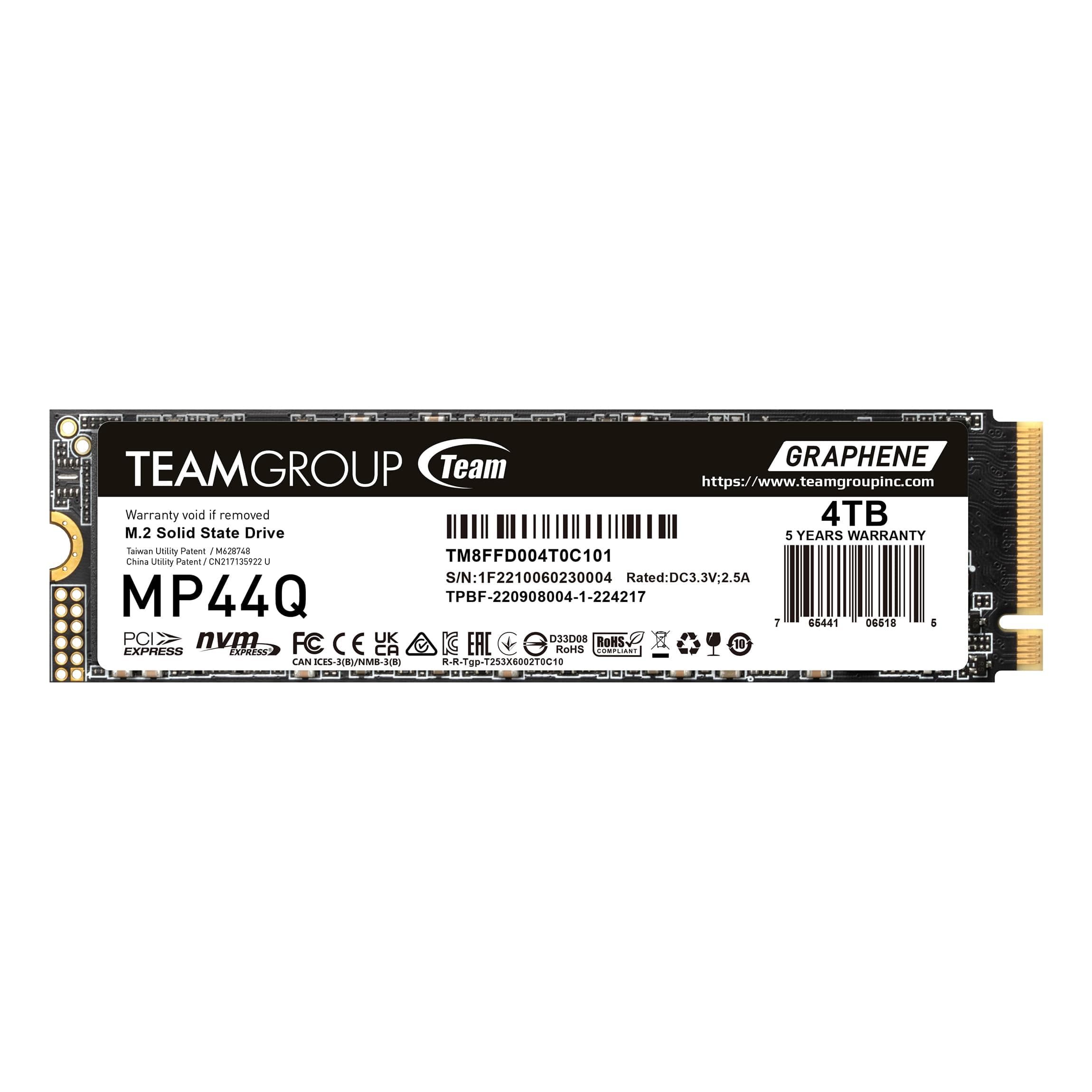 TEAMGROUP MP44Q 4TB SLC Cache Gen 4x4 M.2 2280 PCIe 4.0 w/NVMe Laptop & Desktop & NUC & NAS SSD Lese-/Schreibgeschwindigkeit bis zu 7400/6500MB/s TM8FFD004T0C101 Bild 2
