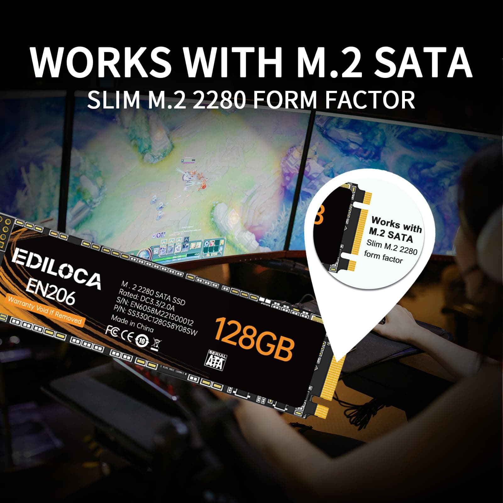 Ediloca 1TB M.2 SSD SATA III 6Gb/s, 3D NAND, Lesen bis zu 550MB/s, Schreiben bis zu 480MB/s, M.2 SATA SSD Kompatibel mit Ultrabooks, Tablets und Mini-PCs(EN206) Bild 7