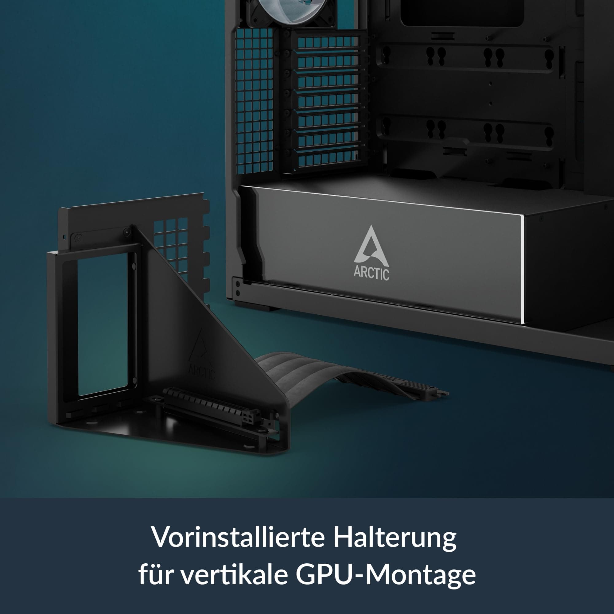 ARCTIC Xtender VG Black (Mirror Glass) mit vertikaler GPU-Halterung - PC-Gehäuse, Verspiegeltes Glas, 2X 420 mm Radiator Support, Full Tower, Big Tower, E-ATX, 5X A-RGB Lüfter vormontiert - Schwarz black mirror Bild 6