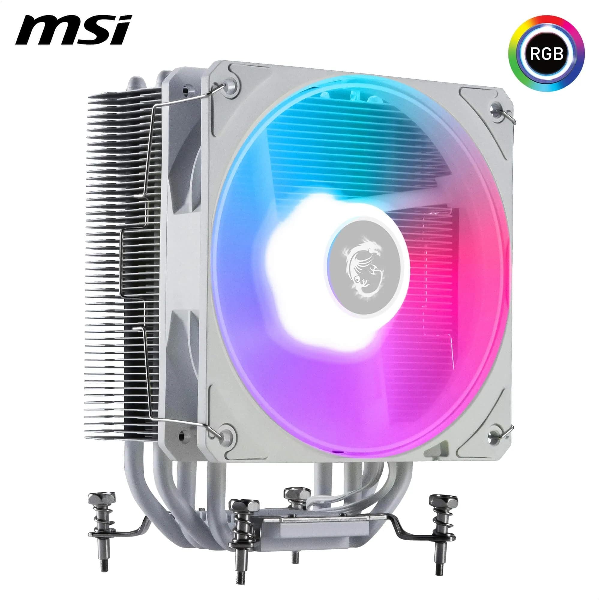 MSI MAG COREFROZR AA13 WHITE CPU-Luftkühler – Direct Touch, vier 6-mm-Kupfer-Heatpipes, ARGB, CycloBlade 7, voraufgetragene Wärmeleitpaste, Lüfter mit Rifle-Lager Bild 5