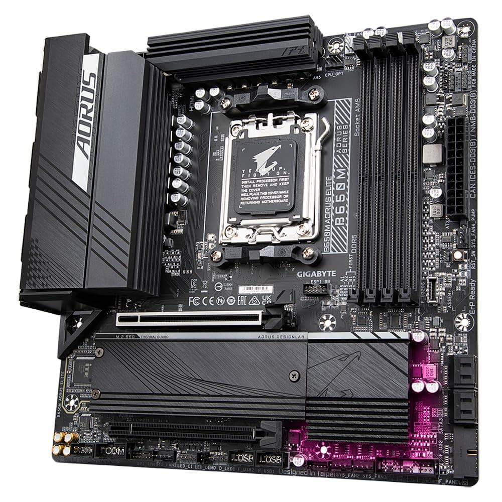 GIGABYTE B650M AORUS Elite Mainboard – Unterstützt AMD Ryzen 9000 CPUs, 12+2+2 Phasen VRM, bis zu 8000 MHz DDR5, 1xPCIe 5.0 + 1xPCIe 4.0 M.2, 2.5GbE LAN, USB 3.2 Gen 2x2 Bild 3