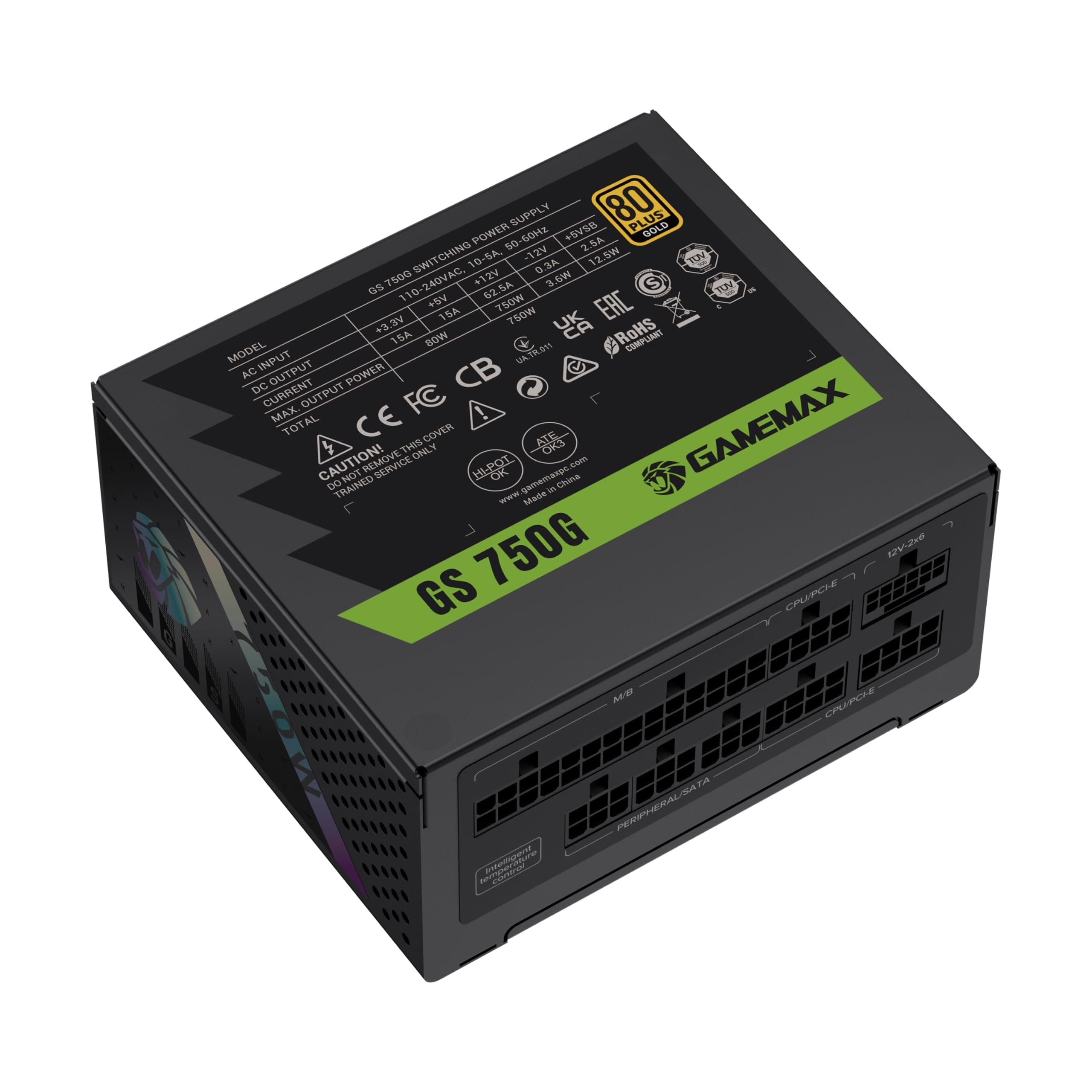 GAMEMAX GS 750G SFX Netzteil PC 750W, Vollmodular, 80 Plus Gold, Hochwertige Japanische Kondensatoren, FDB Lüfter, APFC+LLC+DC-DC, 9 Schutzfunktionen, 5 Jahre Garantie, Schwarz Bild 7