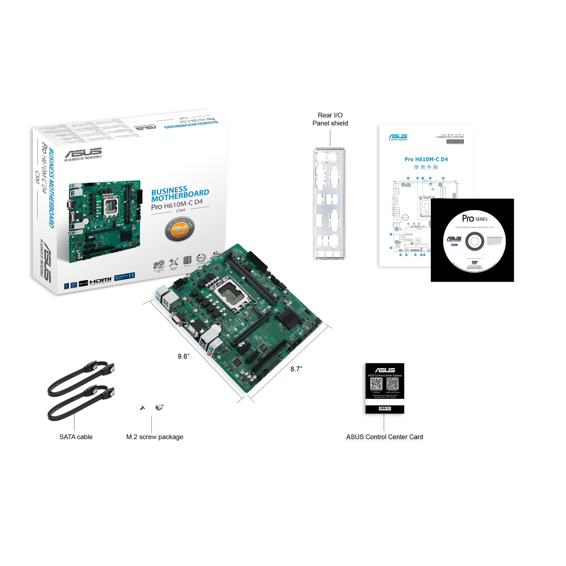 ASUS Pro H610M-C D4-CSM Business Mainboard Sockel Intel LGA 1700 (mATX, PCIe 4.0, ASUS COM Debug Header, Remote IT Management) Bild 7