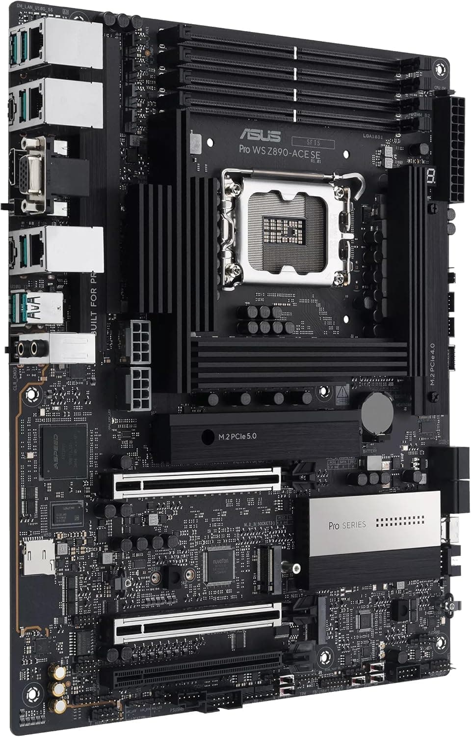 ASUS PRO WS Z890-ACE SE Workstation Mainboard Sockel Intel LGA 1851 (ATX, PCIe 5.0, DDR5, 10Gb & 2,5Gb-Ethernet, 4X M.2-Steckplätze, 1x USB 20Gpbs-Frontanschluss, Onboard-BMC) Bild 3