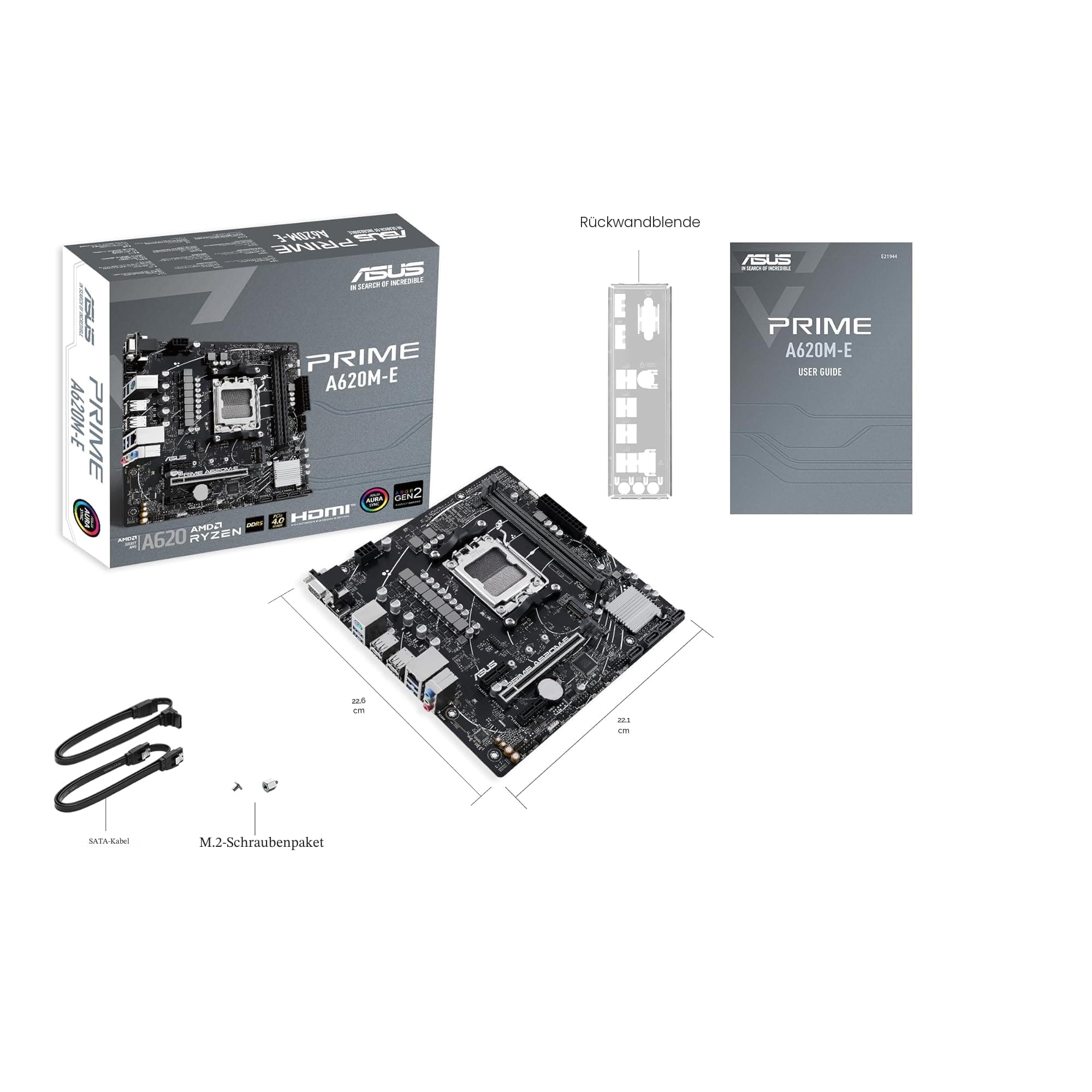 ASUS Prime A620M-E-CSM Mainboard Sockel AMD A620 (Ryzen 7000, Micro-ATX, DDR5 Speicher, PCIe 4.0, BIOS Flashback, USB 3.2 Gen 2, Aura Sync) Bild 7