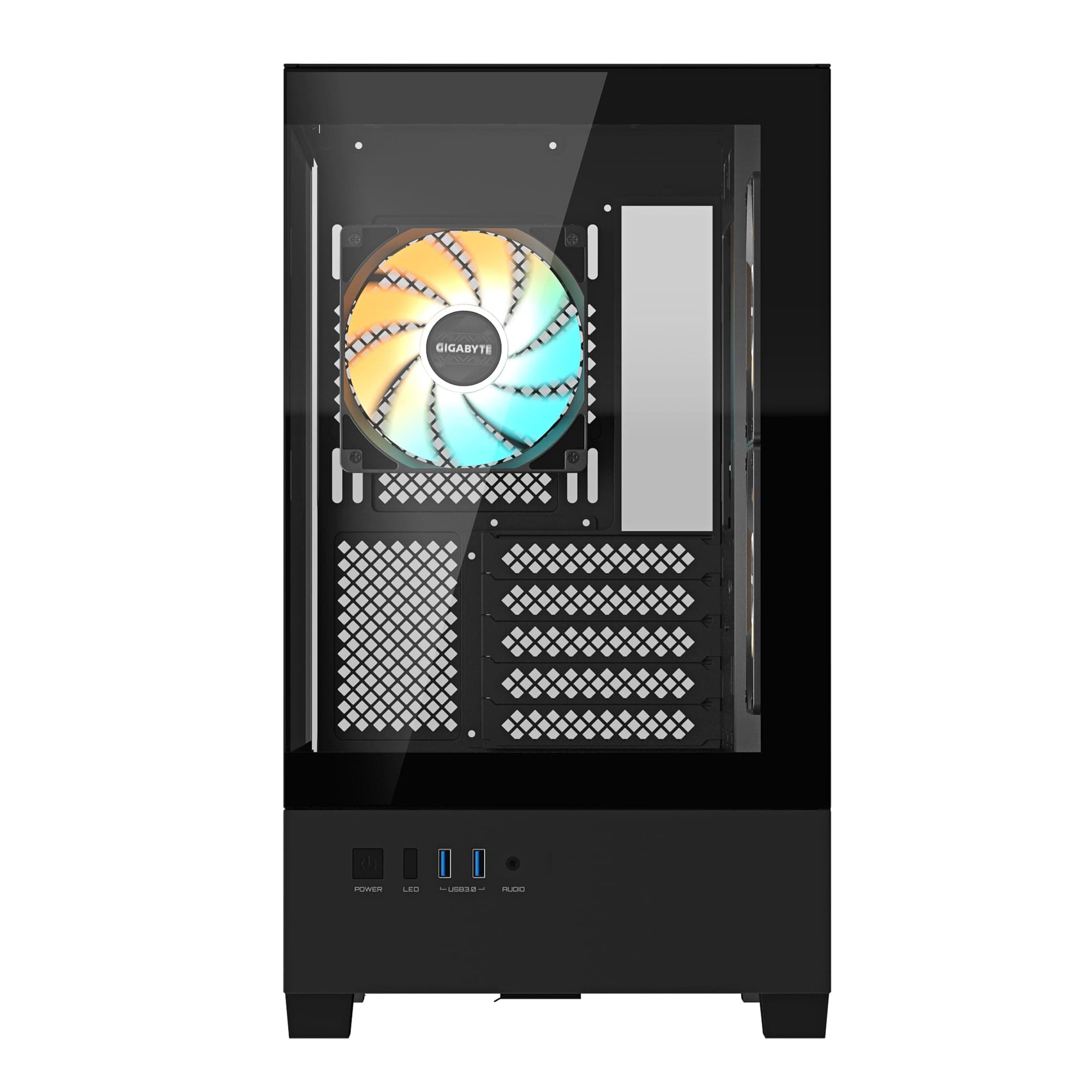 GIGABYTE C201 Panoramic PC-Gehäuse – Mid-Tower, m-ATX, Unterstützung für 360-mm-Radiator, 3 vorinstallierte Lüfter, USB 3.0, unterstützt RGB Fusion Bild 7