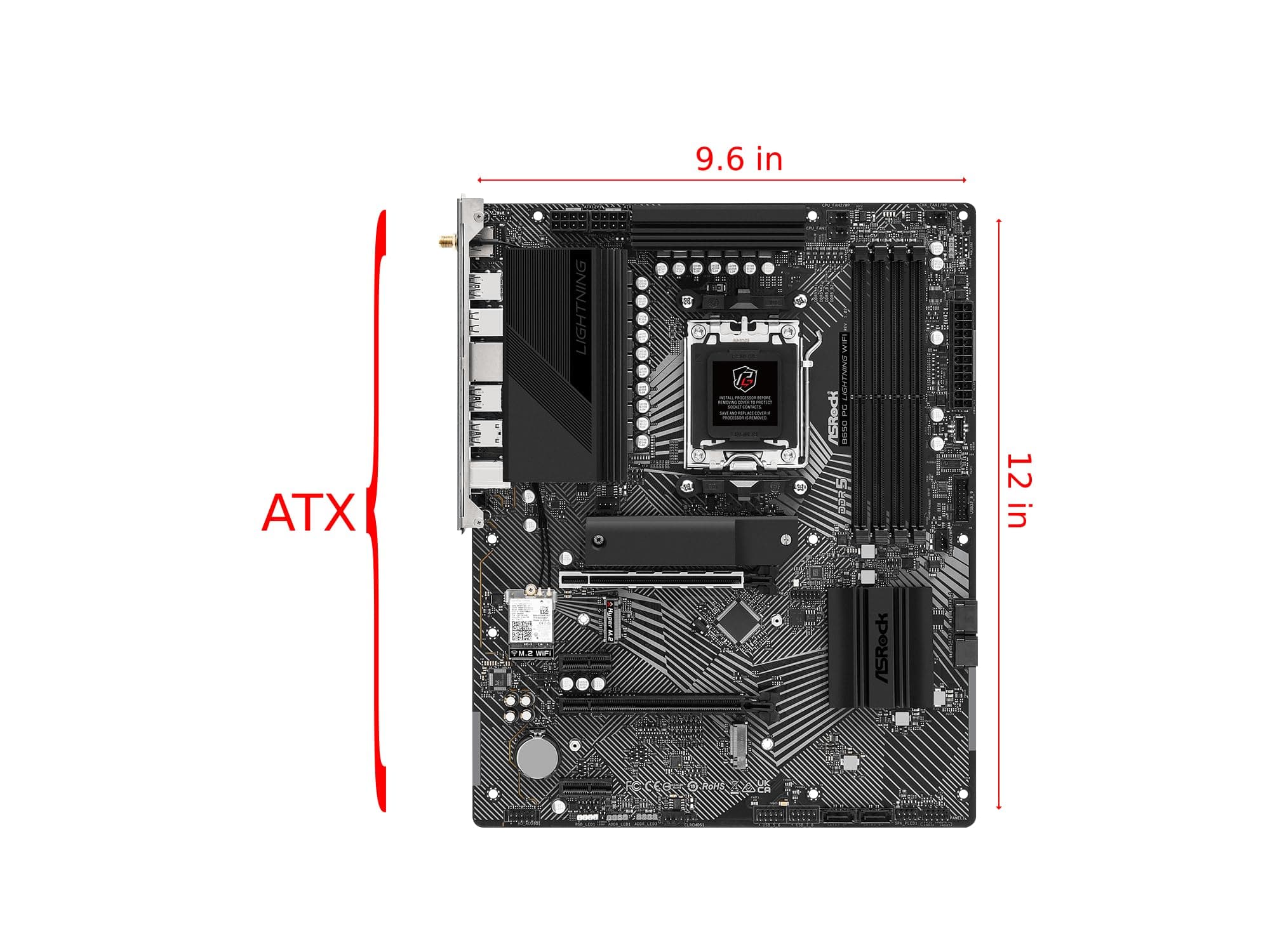 ASRock B650 PG Lightning WiFi Sockel AM5 ATX Motherboard, unterstützt AMD Ryzen 9000/8000/7000 Series, DDR5 7200+ (OC), PCIe Gen5 M.2, WiFi 6E, 2.5G LAN Bild 3