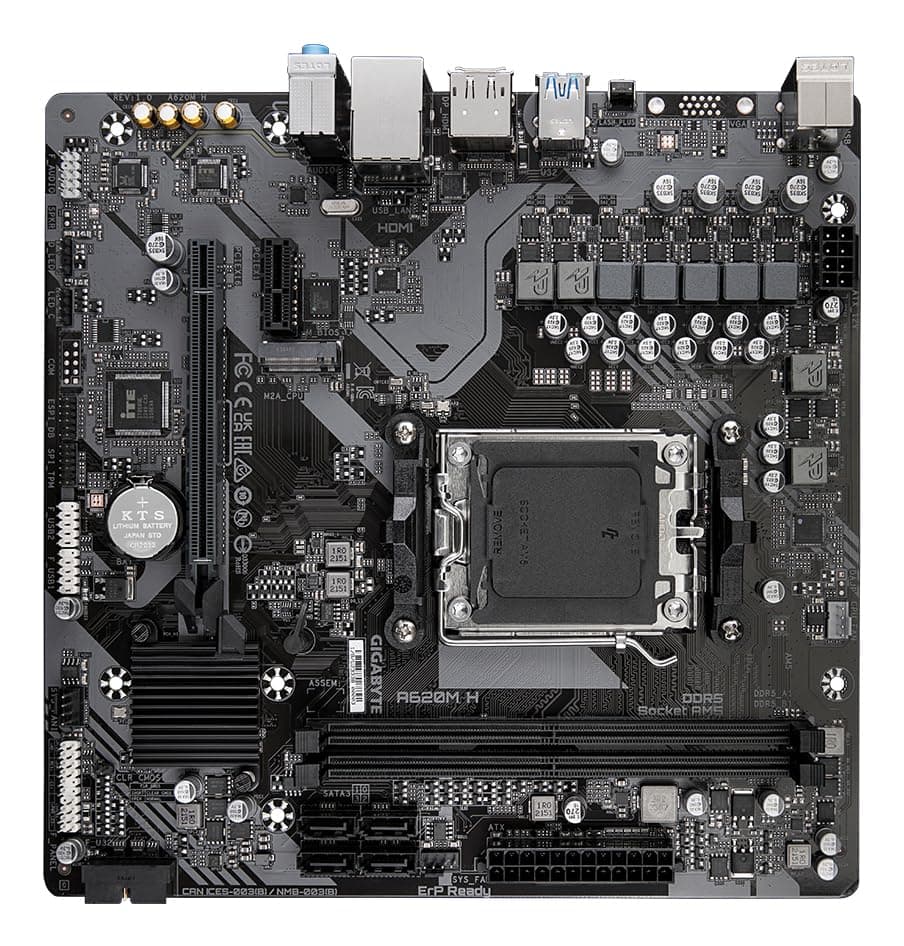 GIGABYTE A620M H Motherboard - Unterstützt AMD Ryzen 8000 CPUs, 5+2+2 Phasen Digital VRM, bis zu 7200MHz DDR5 (OC), 1xPCIe 4.0 M.2, GbE LAN, USB 3.2 Gen 1 Bild 5