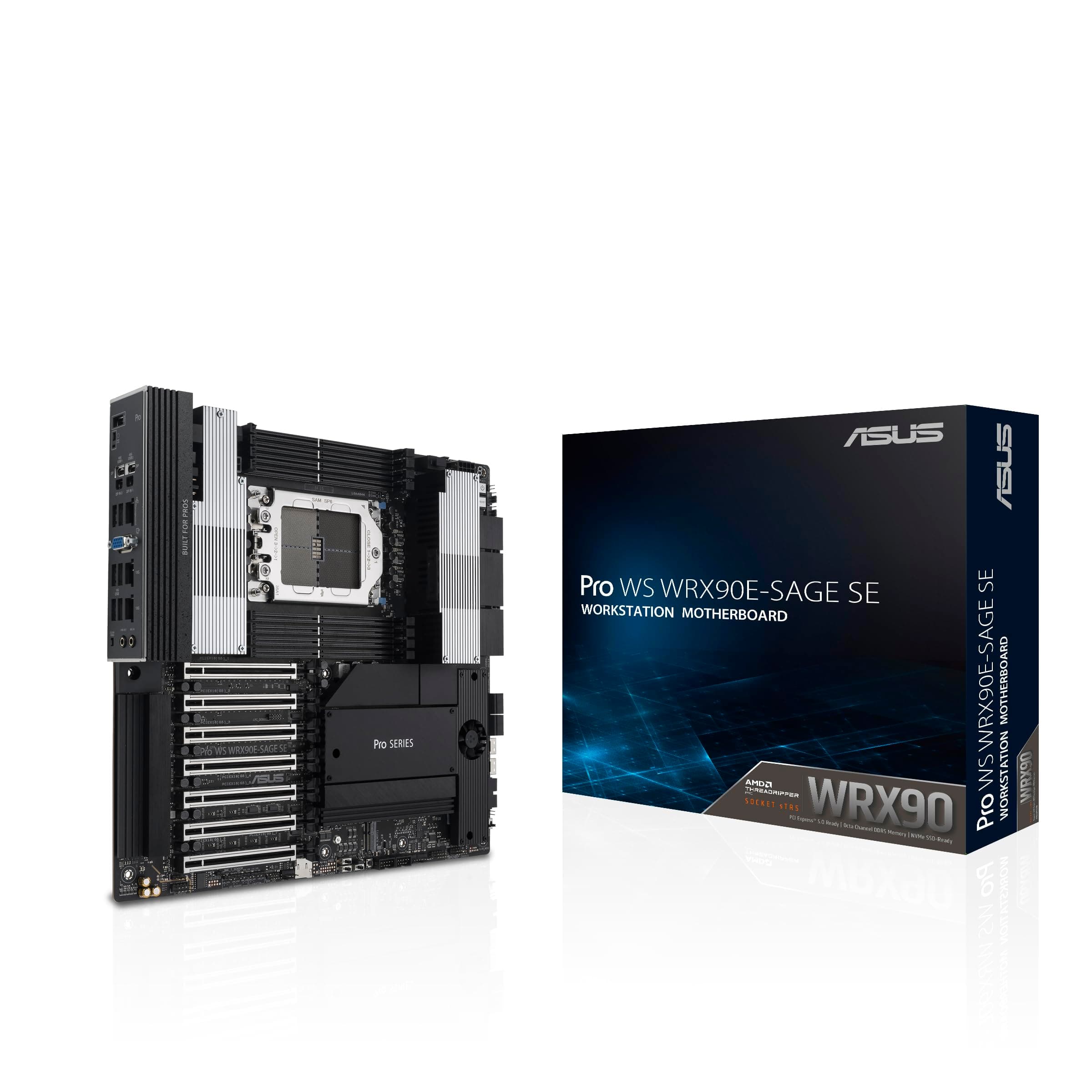ASUS Pro WS WRX90E-SAGE SE EEB Workstation Mainboard Sockel sTR5 (7 PCIe 5.0 x16-Steckplätze, Multi-GPU-Unterstützung, 4 PCIe 5.0 M.2-Steckplätze, Dual 10 Gb LAN, PCIe Q-Release Slim), AMD sTR5 E-Sage SE Pro WRX90E