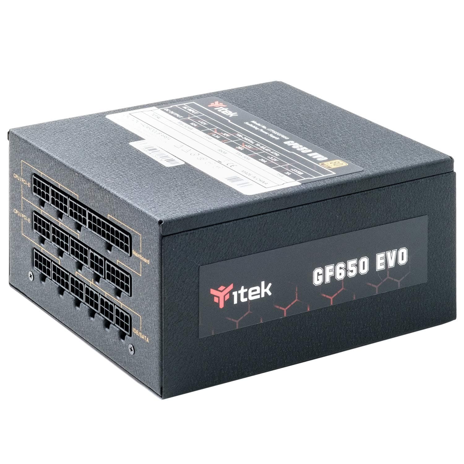 iTek für PC GF650 EVO – 650 W, HDB Hydraulic Dynamic Bearing 12 mm, aktiver PFC-Schutz, Effizienz-Zertifizierung 80 Plus Gold, semi-modulares Free Plug, Giapp Kondensatoren, ITPSEGF650 Bild 2