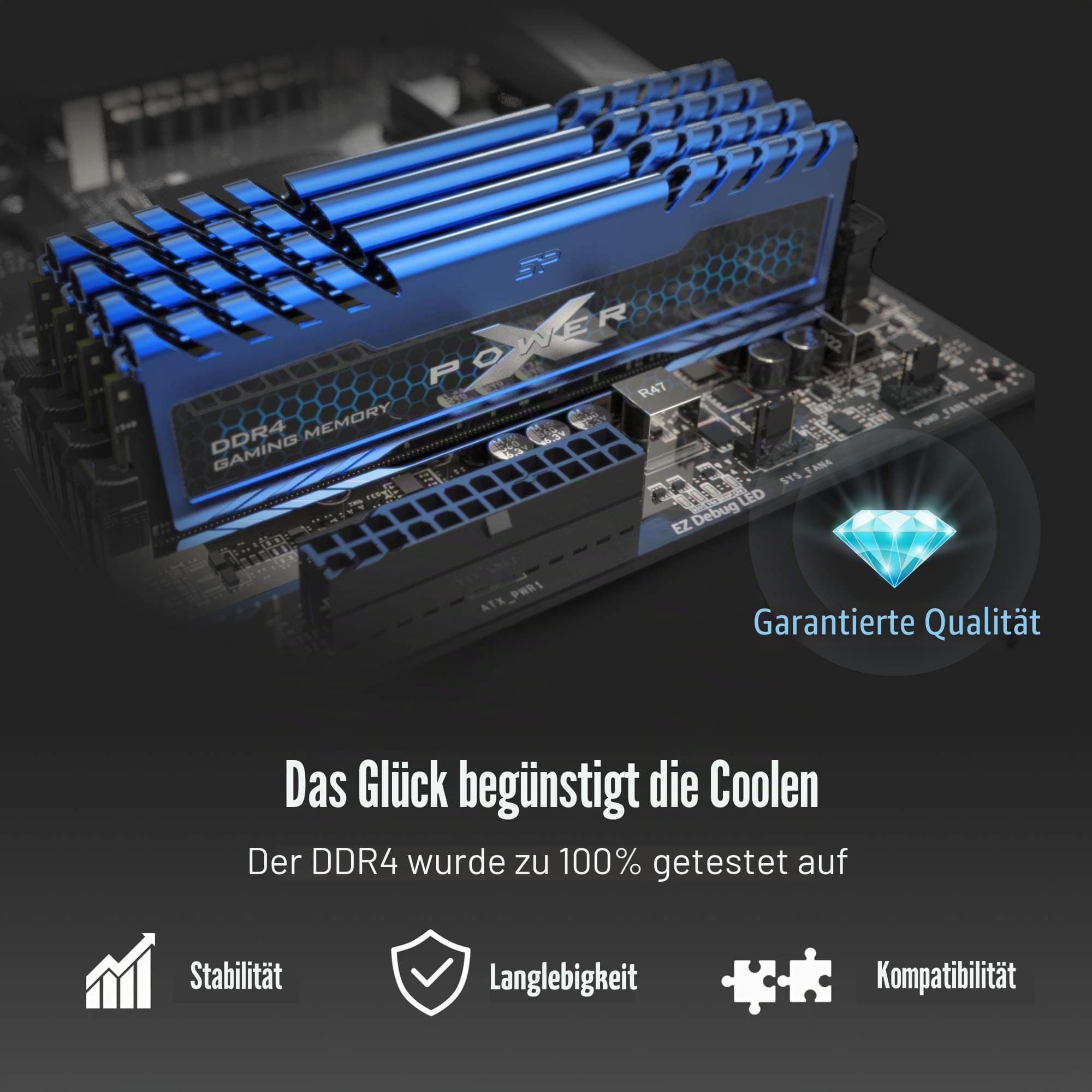 Silicon Power XPOWER Turbine Gaming DDR4 3200MHz (PC4 25600) 288-pin CL16 1,35V UDIMM Desktop-Speichermodul (niedrige Spannung) Bild 5