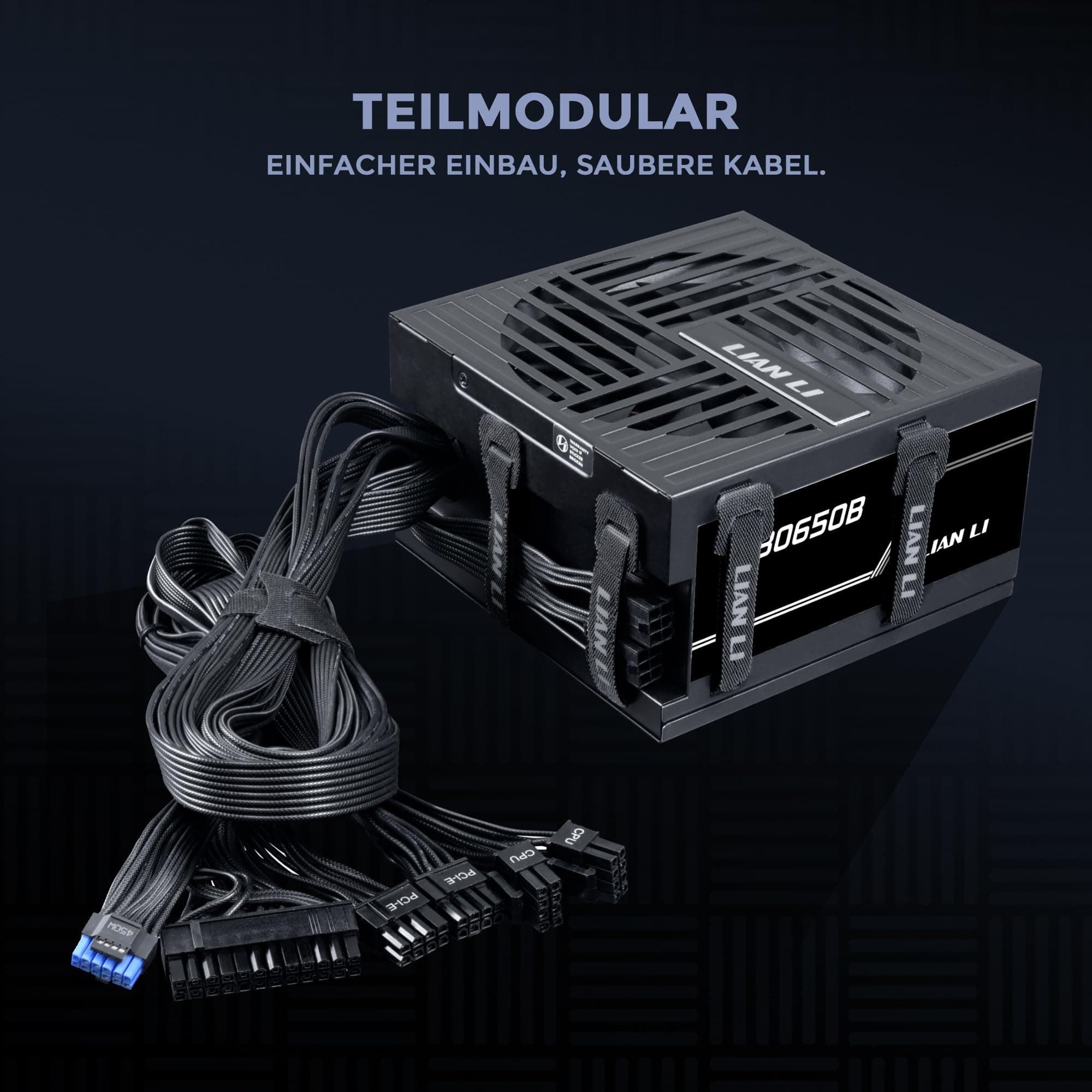 Lian Li RB 650W PC-Netzteil - Schwarz | 80 Plus Bronze, teilmodular, ATX 3.1, leiser 135-mm-Lüfter, effiziente Stromversorgung für Office & Gaming PCs Bild 7