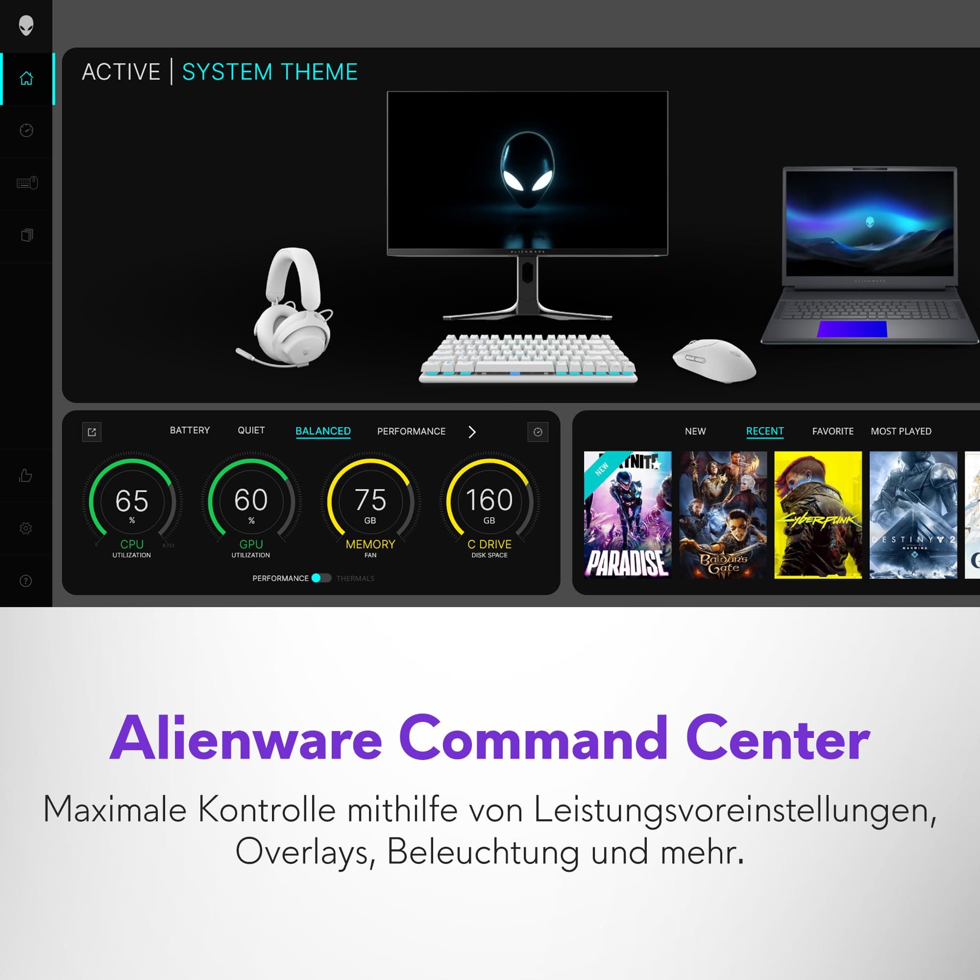Alienware 18 Area-51 Gaming Laptop 18 Inch QHD+ 300Hz G-Sync, Intel Core Ultra 9 275HX, NVIDIA GeForce RTX 5080, 32GB DDR5 RAM, 2TB SSD, Windows 11 Home, Cryo-tech, AlienFX RGB QWERTZ - Liquid Teal Core Ultra 9 275HX 32 GB 2 TB NVIDIA RTX 5080 Bild 8
