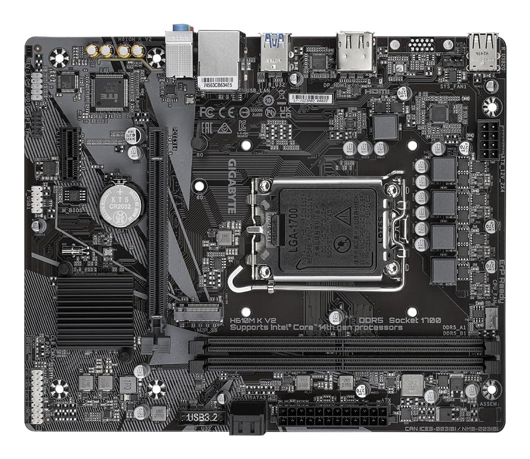 GIGABYTE H610M K V2 Mainboard – Intel Core 14. Generation CPUs, bis zu 5600 MHz DDR5, 1xPCIe 3.0 M.2, 1GbE LAN, USB 3.2 Gen 1 Bild 7