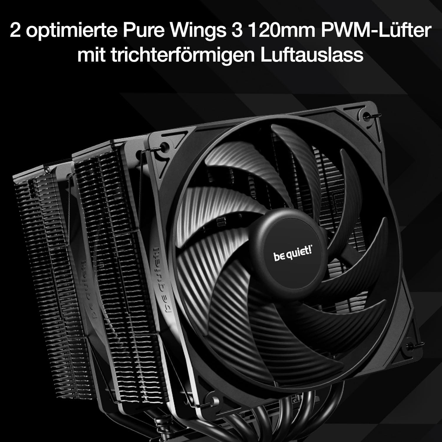 be quiet! Pure Rock Pro 3 Silver Luftkühler, beeindruckend hohe Kühlleistung, sechs 6mm Hochleistungs-Heatpipes, 2 optimierte Pure Wings 3 120mm PWM-Lüfter, kompatibel mit Flüssigmetall-Wärmeleitpaste Bild 7