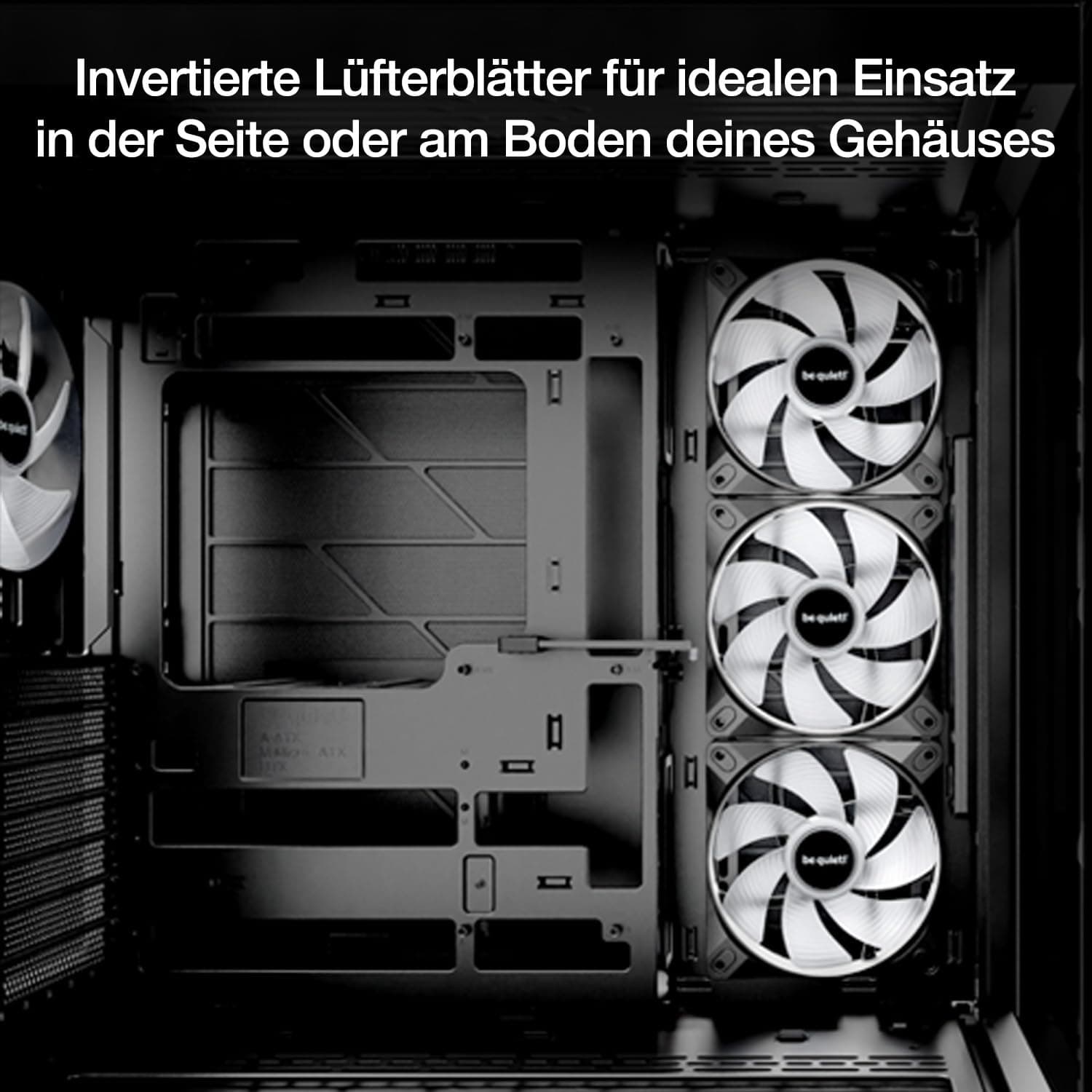 be quiet! Light Wings LX 120mm PWM Reverse Black Lüfter, 7 optimierte und invertierte Lüfterblätter, außergewöhnlicher Luftdruck, ideal in der Seite oder am Boden des Gehäuses, beleuchteter Hub Bild 5