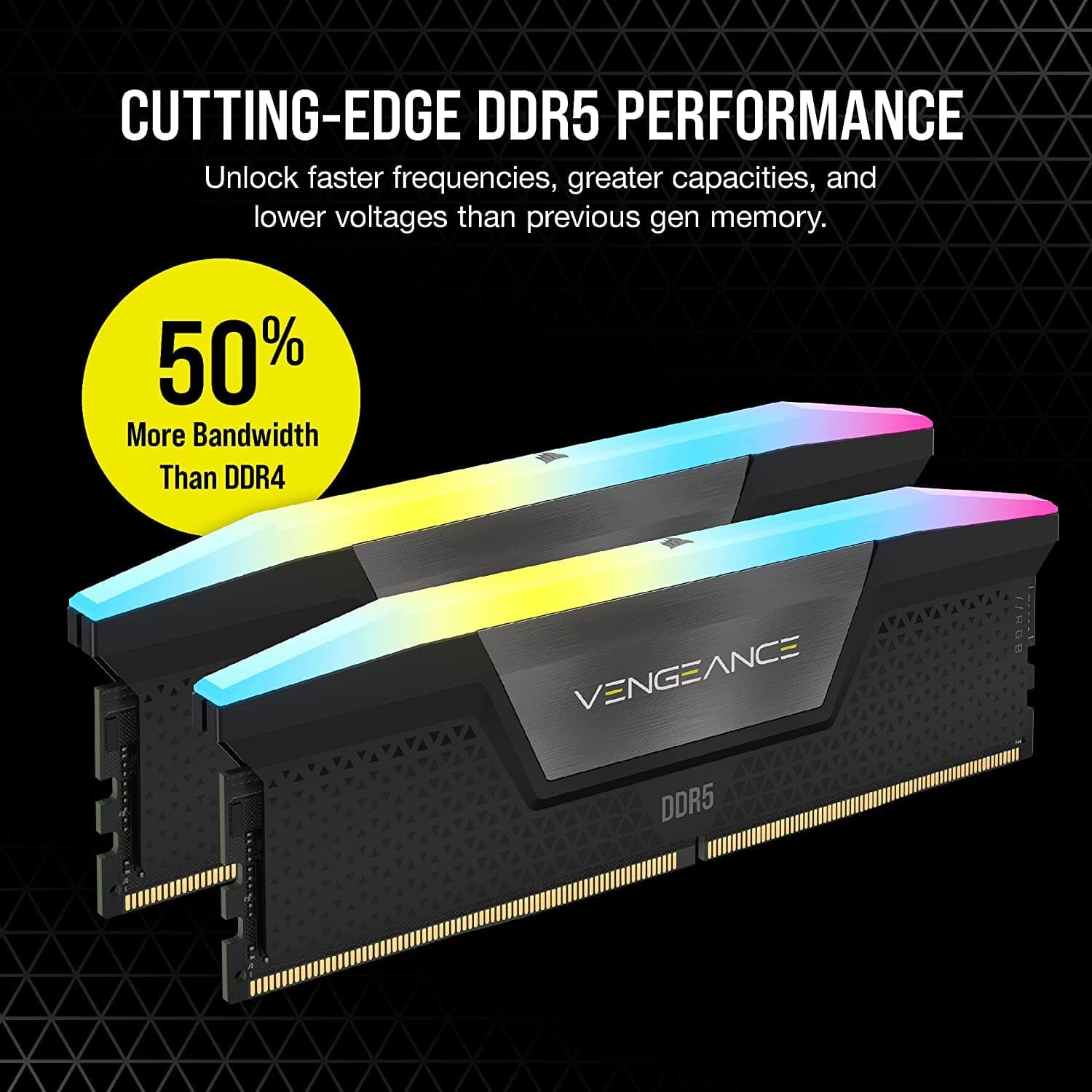 CORSAIR Vengeance RGB DDR5 RAM 32GB (2x16GB) Bis zu 6400MHz CL36 Intel XMP 3.0 Desktop-Arbeitsspeicher – Schwarz (CMH32GX5M2B6400C36) Bild 5
