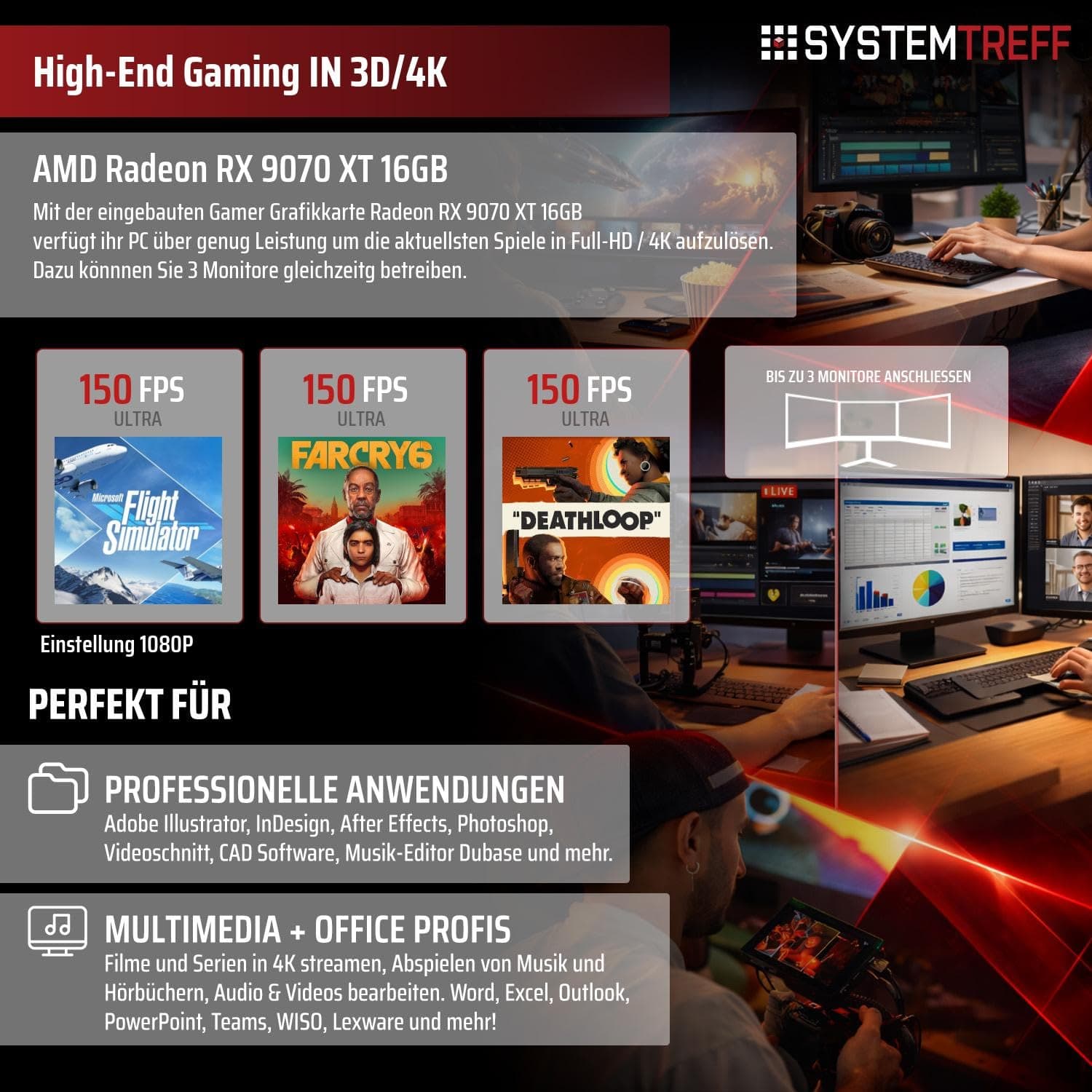 SYSTEMTREFF High-End Gaming PC Intel Core i9-14900K 8x6GHz | AMD Radeon RX 9070 XT 16GB DX12 | 2TB M.2 NVMe | 32GB DDR5 RAM | Windows 11 | WLAN Desktop Computer Rechner für Gamer, Zocker & Streamer Bild 5