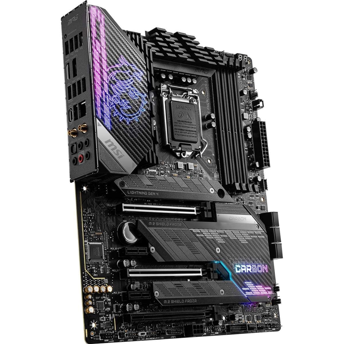 MSI MPG Z590 Gaming Carbon WiFi Gaming Motherboard (ATX, 11. / 10. Generation Intel Core, LGA 1200 Socket, DDR4, PCIe 4, CFX, M.2 Slots, USB 3.2 Gen 2, Wi-Fi 6E, DP/HDMI, Mystic Light RGB) Bild 7