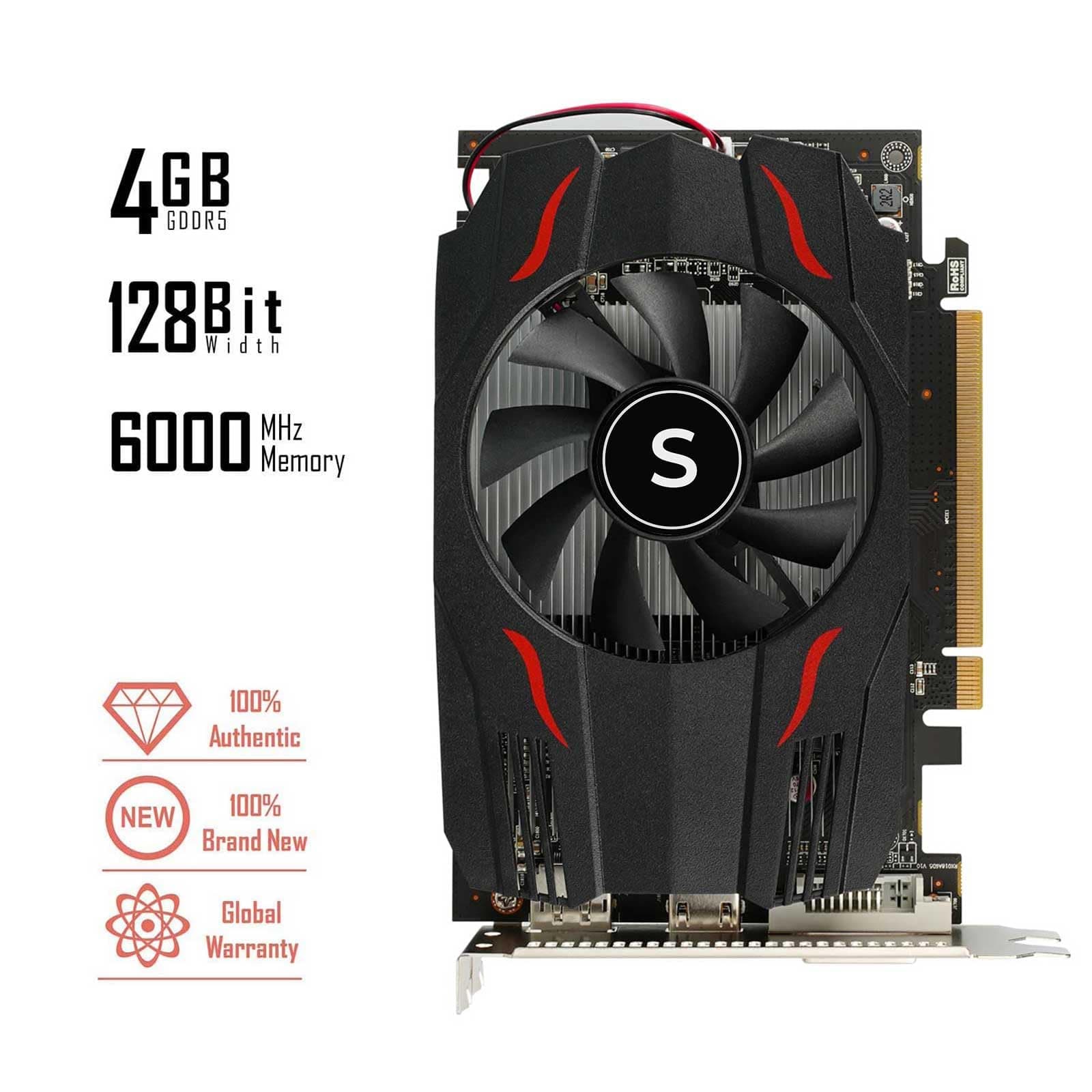 Radeon RX 550 Grafikkarte, 4GB, GDDR5, 128-Bit, DisplayPort DVI-D HDMI, ITX Design, PC Graphics Card Gaming, Support 4K Display, Computer GPU Single Fan Bild 3
