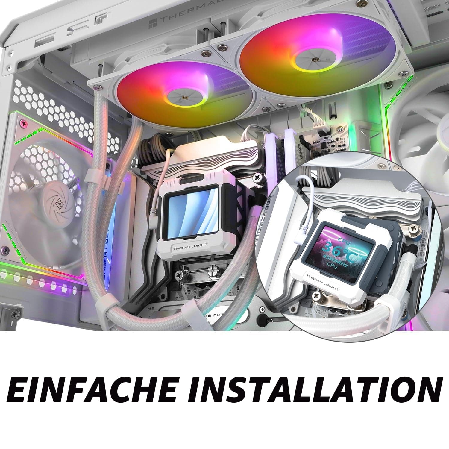 TR FW240 Weiß ARGB CPU Wasserkühler, Dual PWM Lüfter Wasserkühlungssystem, IPS LCD Display mit Auflösung 320 x 240, für AMD / AM4 / AM5 & Intel LGA1700 WHITE Bild 3