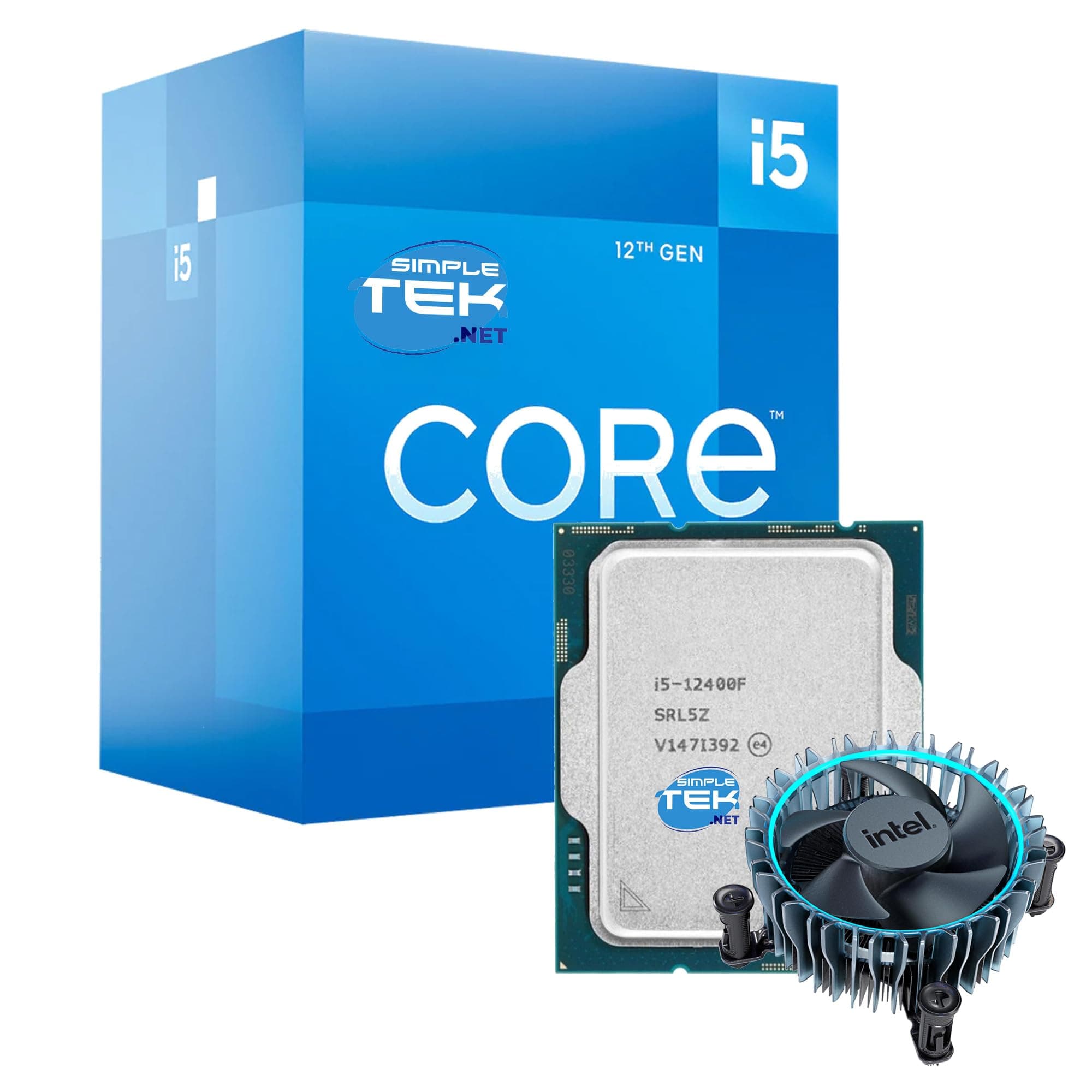 SIMPLETEK - Prozessor i5 12400F für Desktop - LGA 1700-6 Core / 12 Thread - Version mit Kühlkörper enthalten (dedizierte Grafikkarte erforderlich)