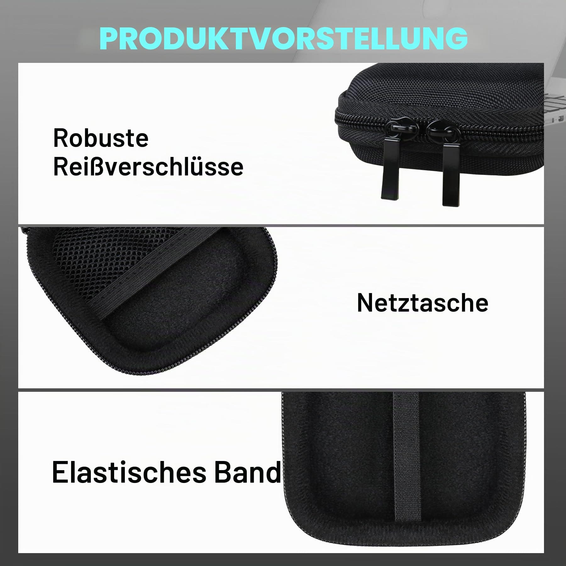 Lacdo Harte Tragetasche für Crucial X10 Pro/Crucial X9 Pro Portable SSD 1TB 2TB 4TB USB 3.2 Externe Solid State Drives Hard Eva stoßfest wasserabweisend schützende Reisetasche, Schwarz+Schwarz Bild 7