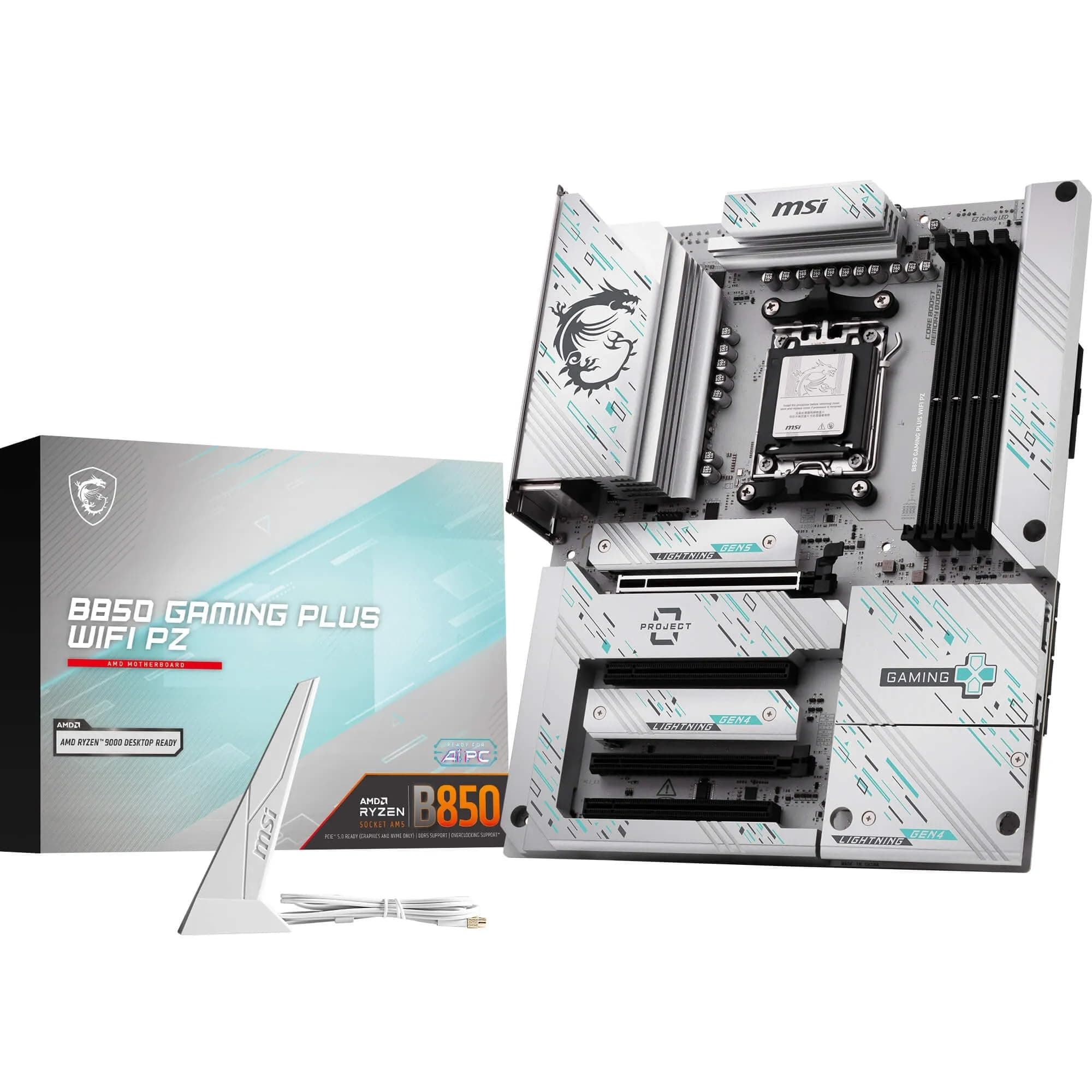 MSI B850 Gaming Plus WiFi PZ Motherboard, ATX - Supports AMD Ryzen 9000/8000 / 7000 Processors, AM5 - DDR5 Memory Boost 8200+ MT/s (OC), PCIe 5.0 x16, M.2 Gen5, Wi-Fi 7, 5G LAN Bild 2