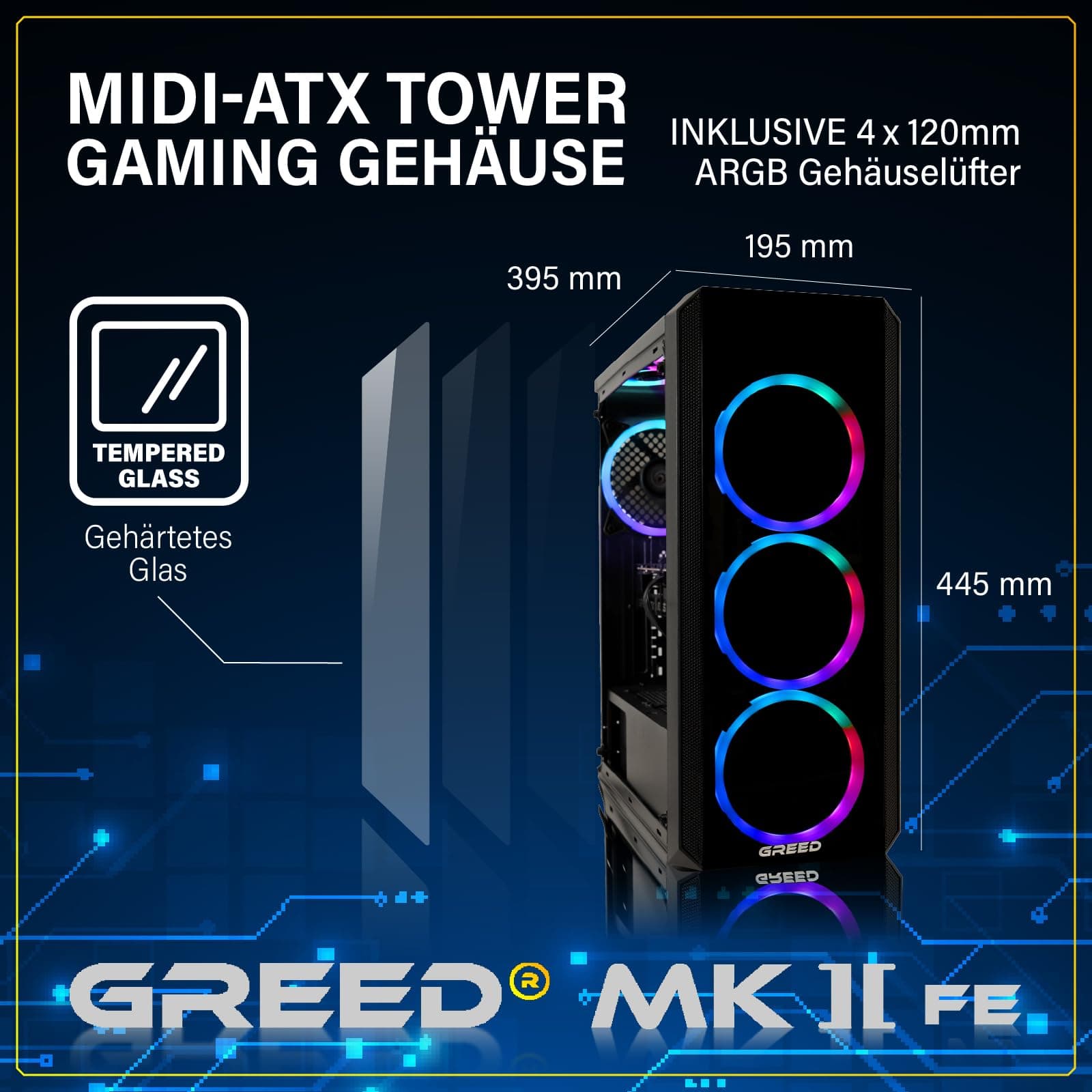 Greed® MK2 FE - Gaming PC - AMD Ryzen 5 5500 + RTX 5050 - Schneller RGB Computer + 4K Raytracing Rechner mit 4,2 GHz - 16GB DDR4 RAM - 512GB SSD + 500W Netzteil - WLAN + Windows 11 Pro MK2 FE | RTX 5050 AMD 16GB Bild 2