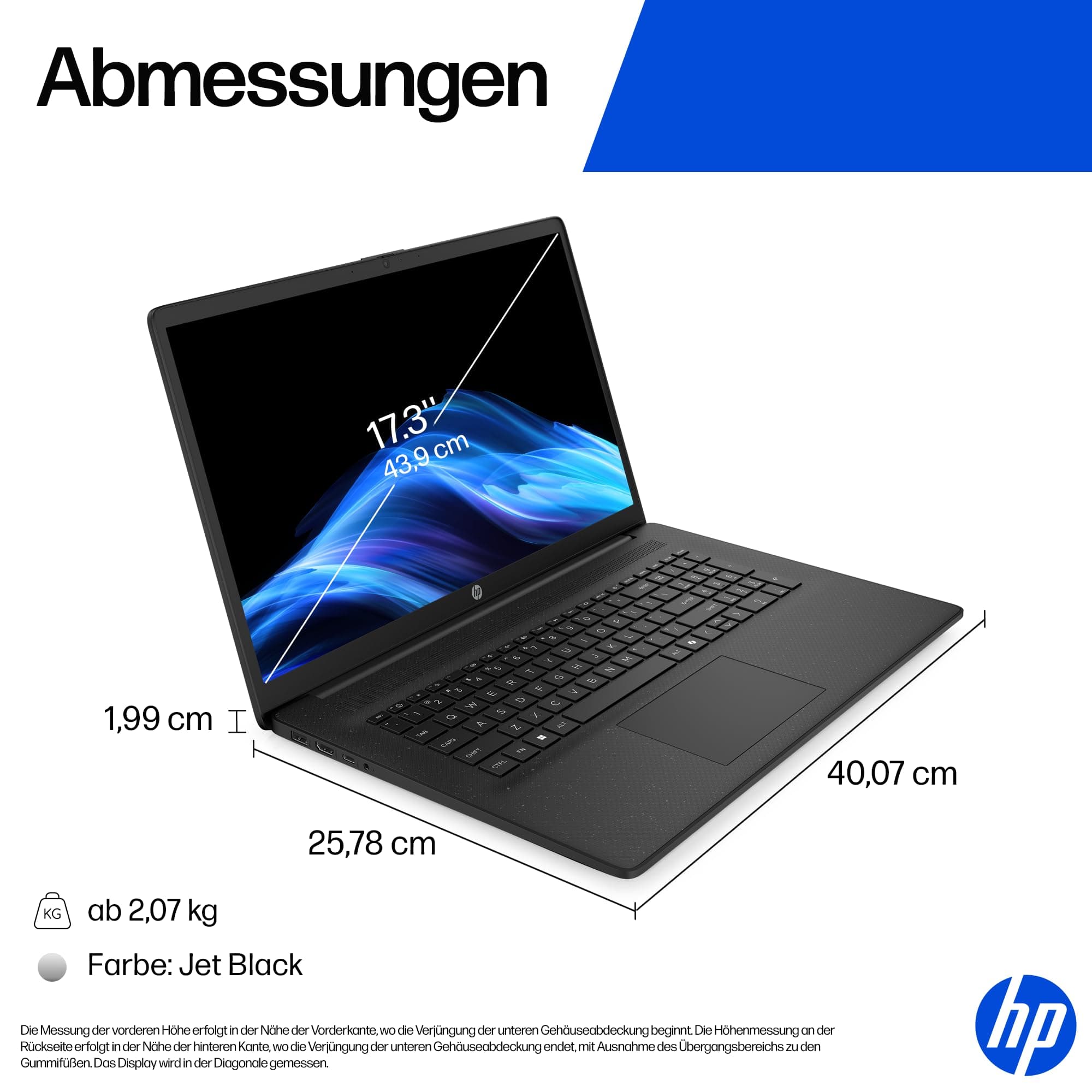 HP Laptop mit 17,3" FHD Display, AMD Ryzen 3 7320U, 8 GB DDR5 RAM, 512 GB SSD, AMD Radeon Grafik, Windows 11, QWERTZ, Schwarz inkl. 25 GB Dropbox-Speicher für 12 Monate AMD Ryzen 3 7320U + 8 GB DDR5 RAM + 512 GB SSD Copilot Keyboard Schwarz Bild 5