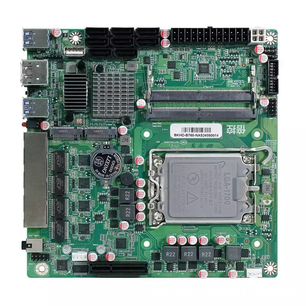 Mini ITX B760 NAS Motherboard Home Prozessor LGA1700 CPU 2xDDR5 4xi226 2,5G 2xM.2 NVME 8xSATA Qnas Firewall Server