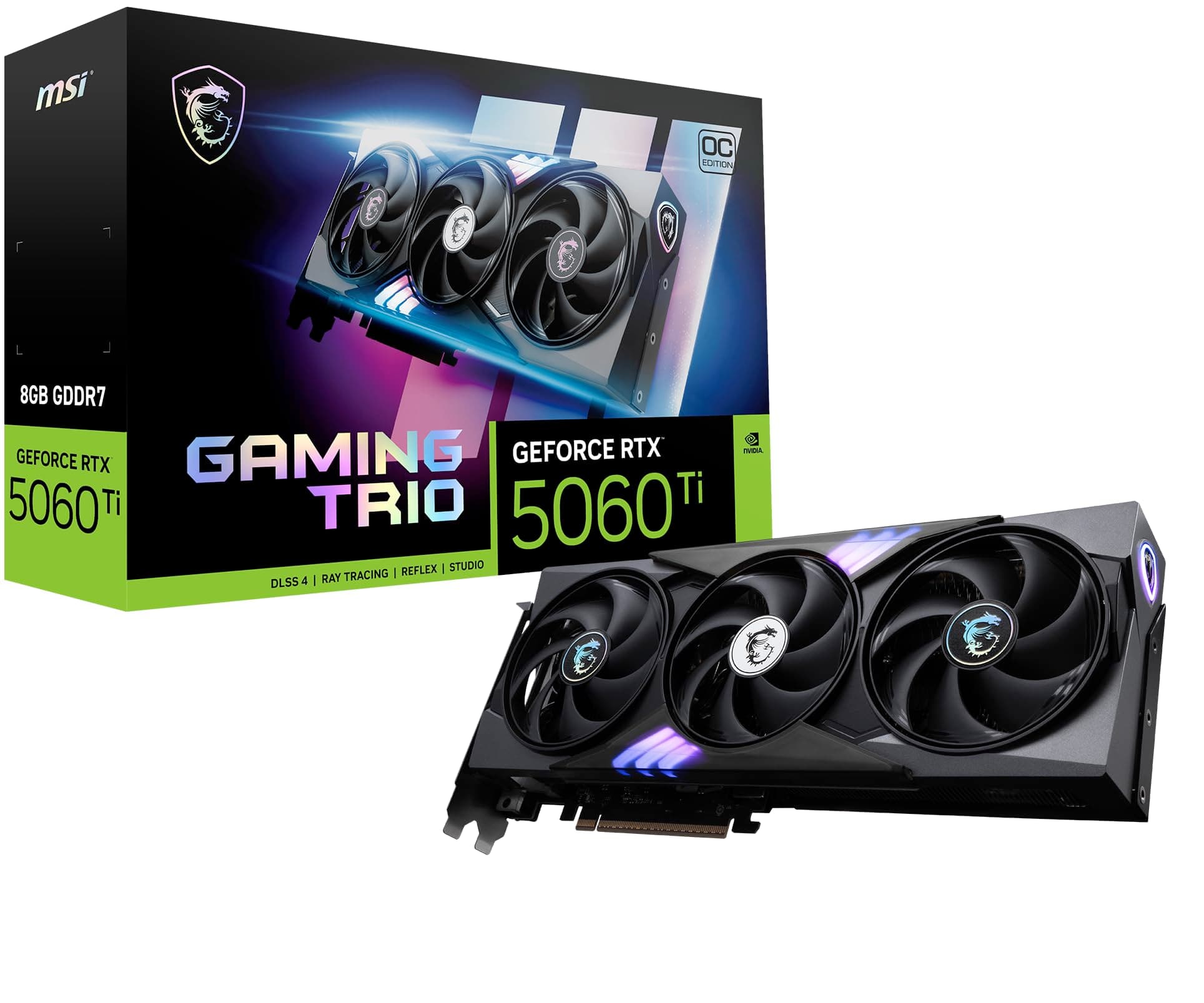 MSI Gaming RTX 5060 Ti 8G Gaming Trio OC Grafikkarte (8GB GDDR7, TBA-Bit, Extreme Performance:TBA MHz, DisplayPort x3 2.1a, HDMI 2.1b, NVIDIA Blackwell Architecture) Bild 2