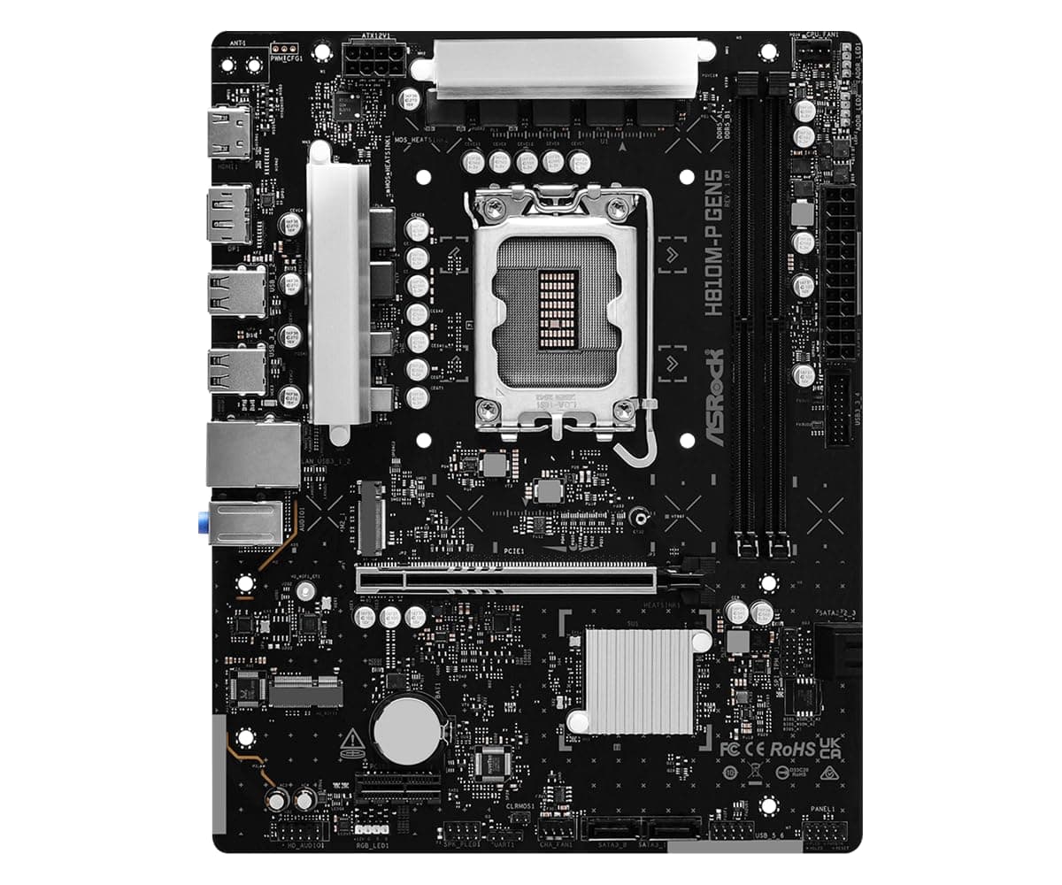 ASRock H810M-P Gen5 Motherboard, Micro ATX, LGA1851 Socket, DDR5, PCIe 5.0, Intel Core Ultra Series 2 Bild 3