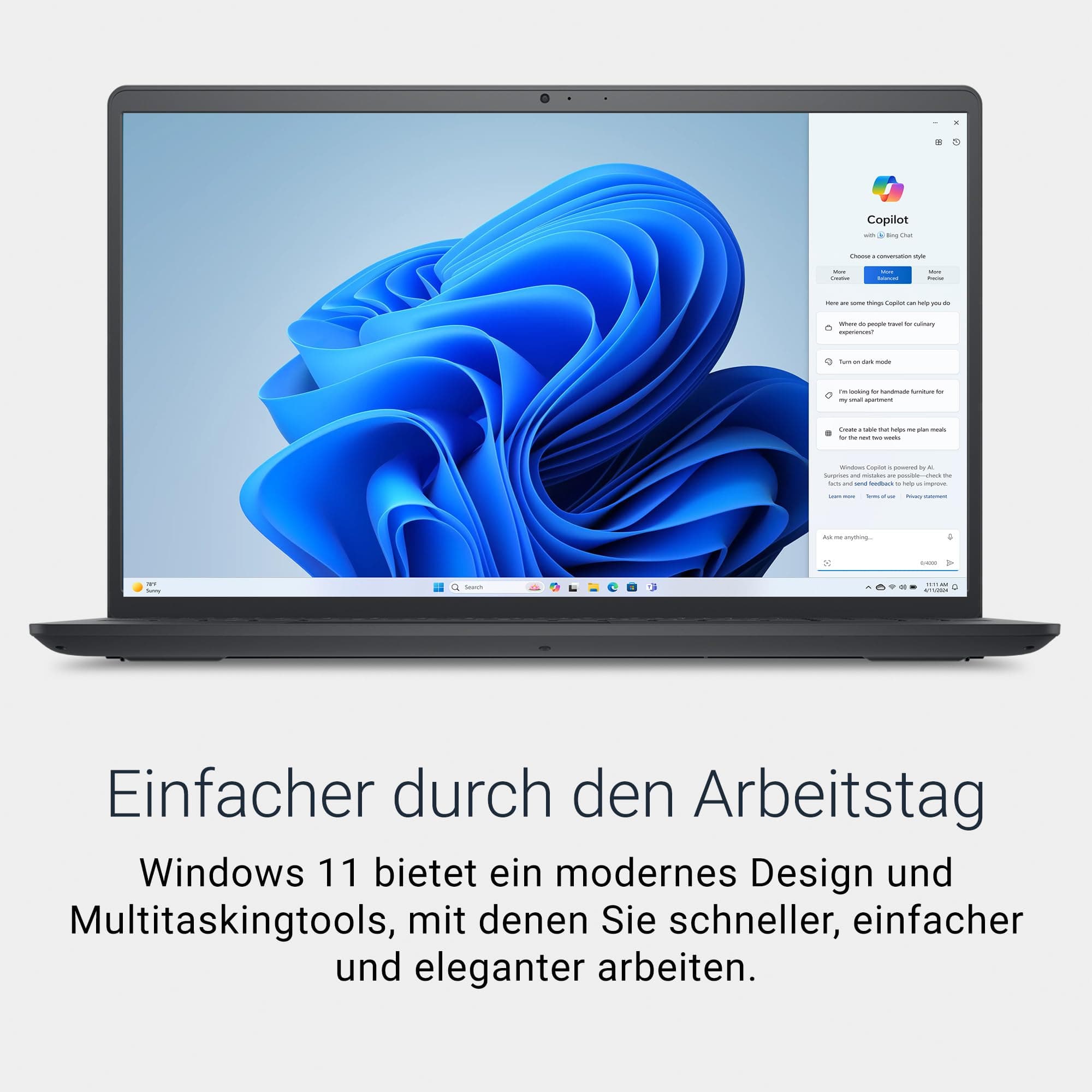 Dell 15 Laptop DC15255 15.6" FHD (1920 x 1080) 120Hz, AMD Ryzen 7 7730U, AMD Radeon Graphics, 16GB DDR4 RAM, 1TB SSD, Windows 11 Home, QWERTZ Backlit Keyboard - Black Ryzen 7 7730U 16 GB 1TB SSD Bild 7