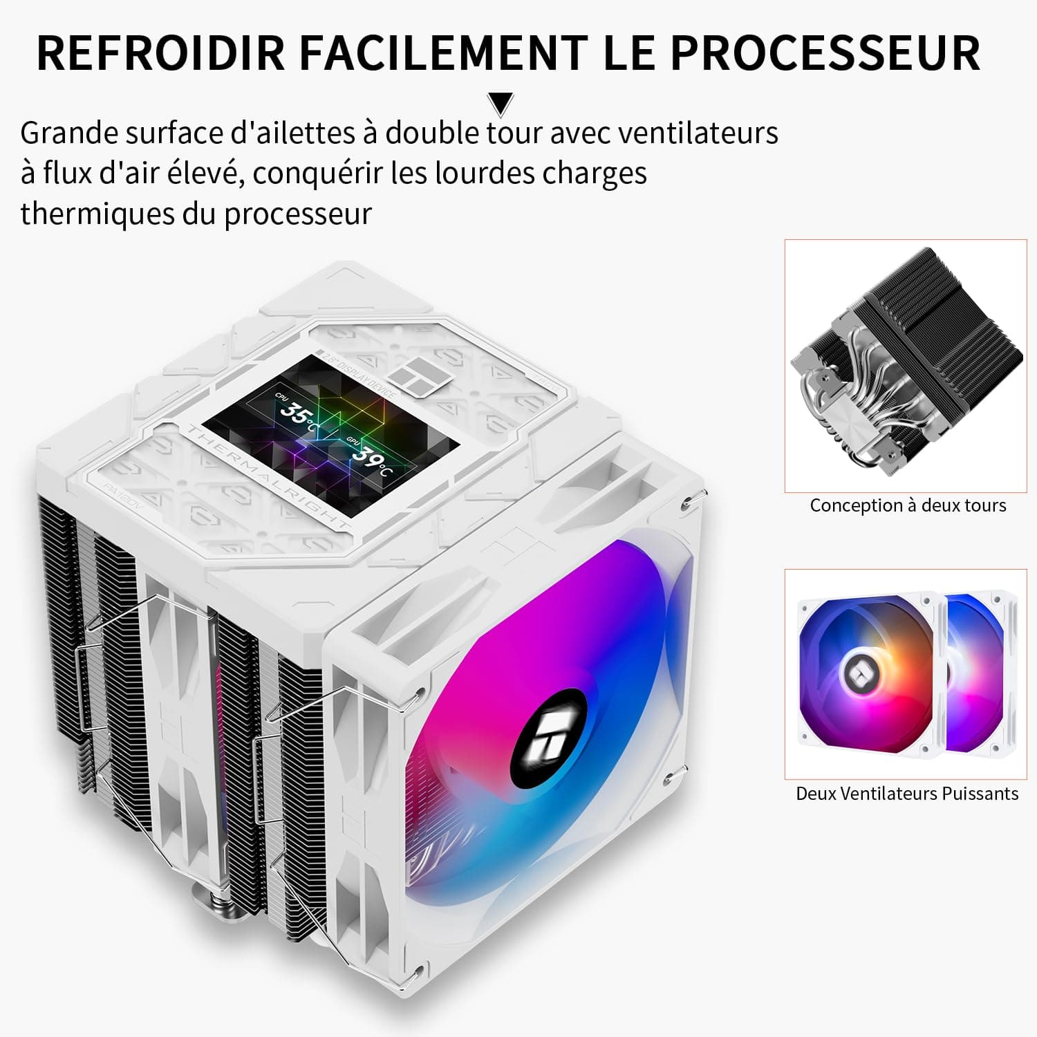 Thermalright Peerless Assassin 120 Vision ARGB White CPU-Kühler, PC-Kühlung mit 6 Heatpipes, 2,8-Zoll magnetischem Display(320x240 Auflösung), für AMD AM4/AM5 und Intel LGA1700/1851 Bild 3